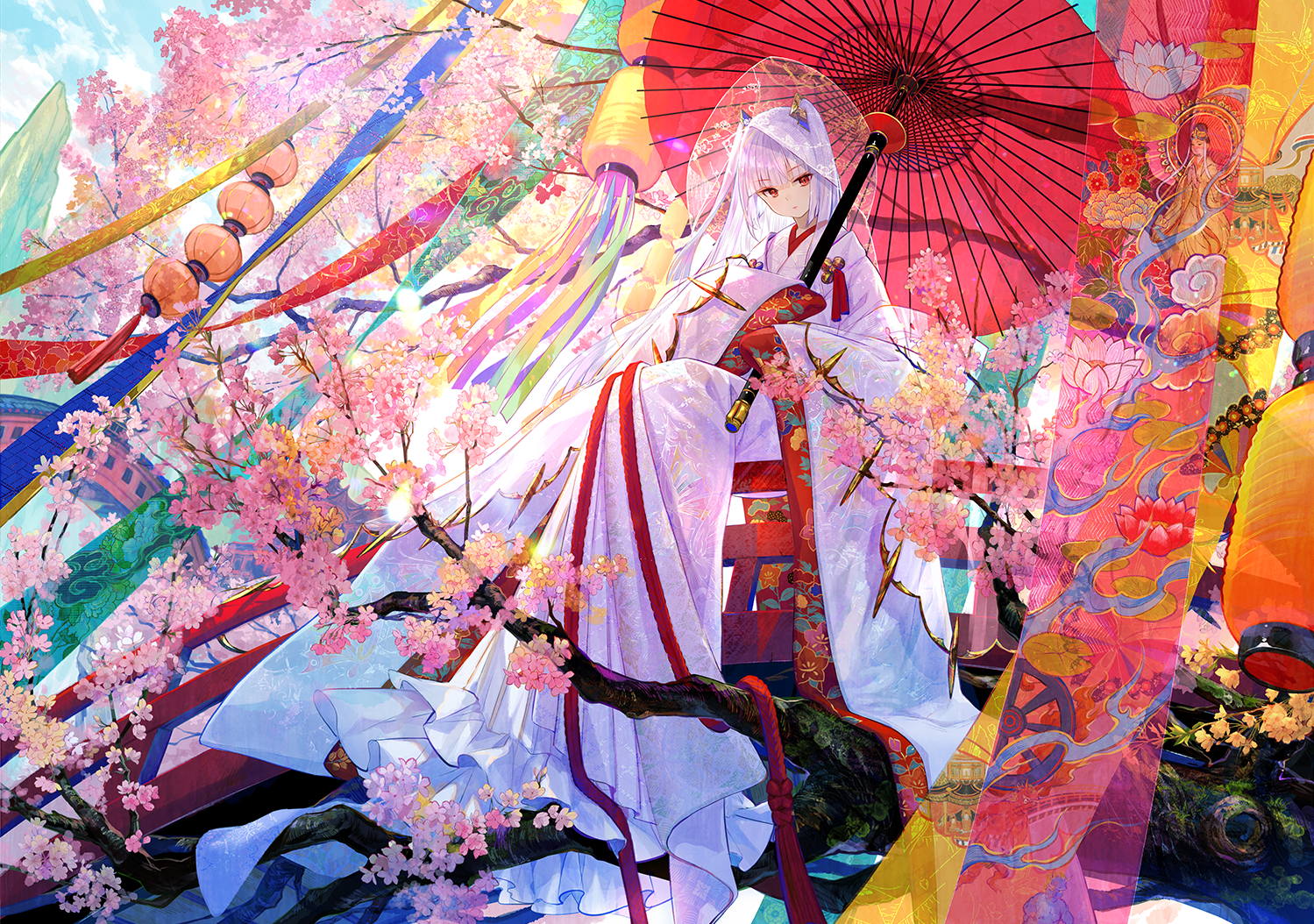 Anime Anime Girls Digital Art Artwork 2D Portrait Fuji Choko Fuzichoco Japanese Clothes Umbrella Che 1499x1054