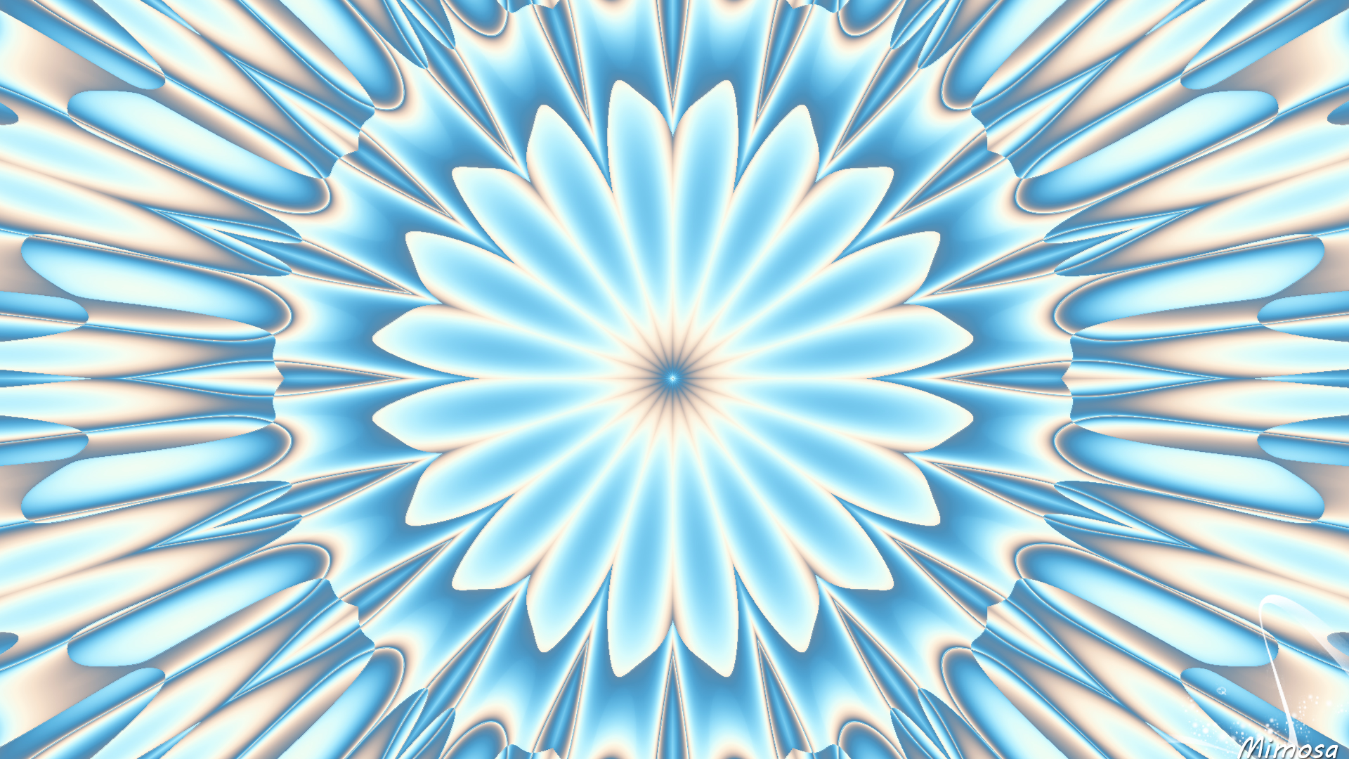 Abstract Artistic Blue Digital Art Kaleidoscope Pattern White 1920x1080
