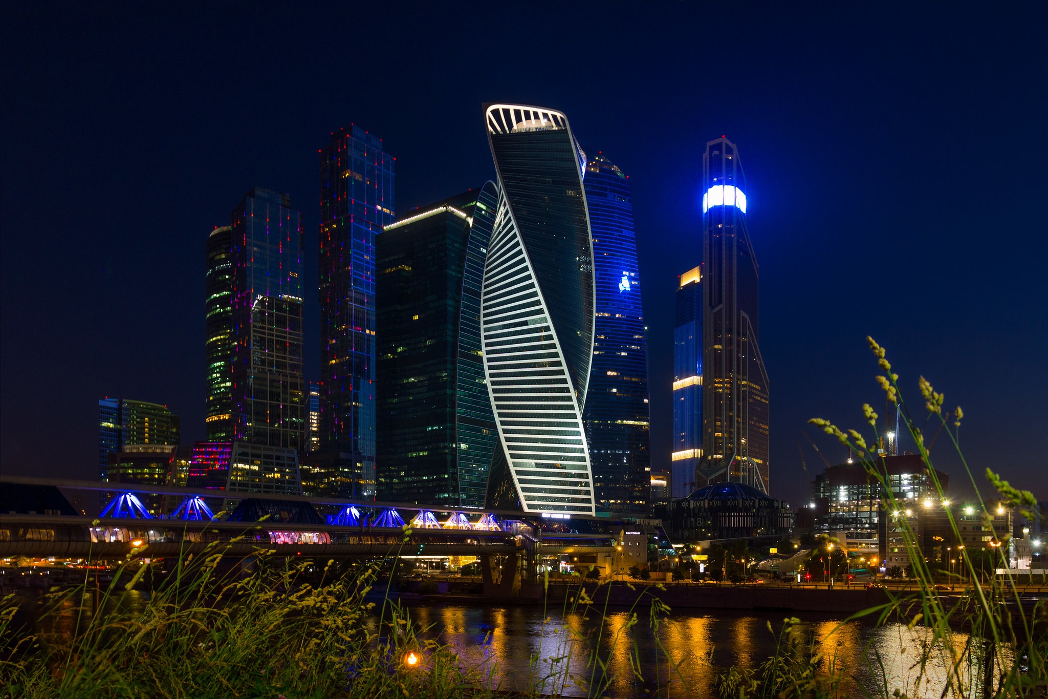Building City Moscow Night Skyscraper 2048x1365