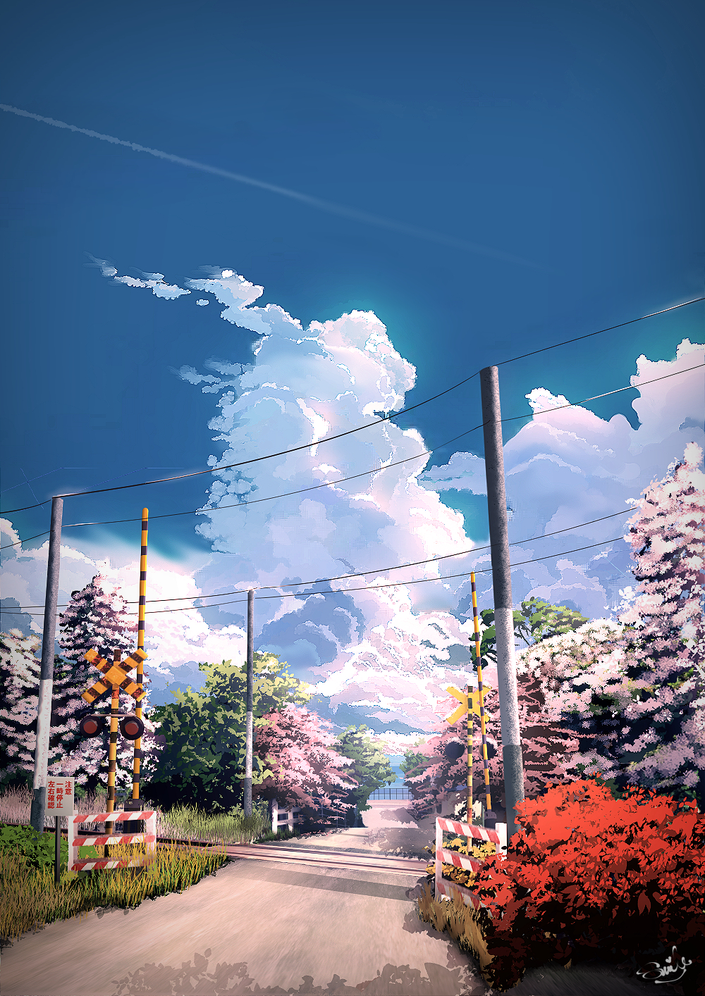 Digital Art Artwork Road Sky Clouds Spring Portrait Display Railway 1000x1414