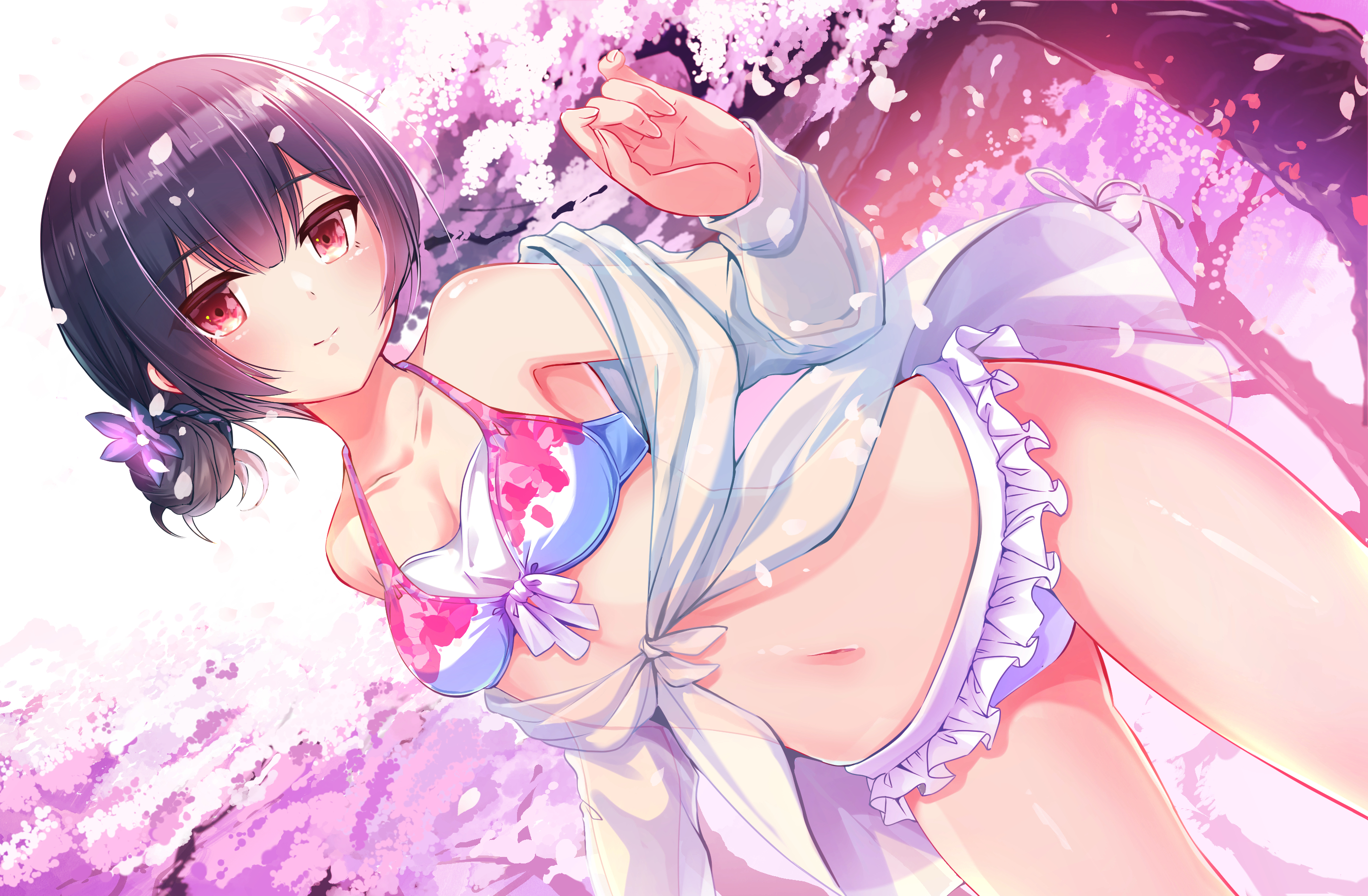 Rinze Morino Black Hair Red Eyes Anime Girls Cherry Blossom THE IDOLM STER Nat438 2900x1900