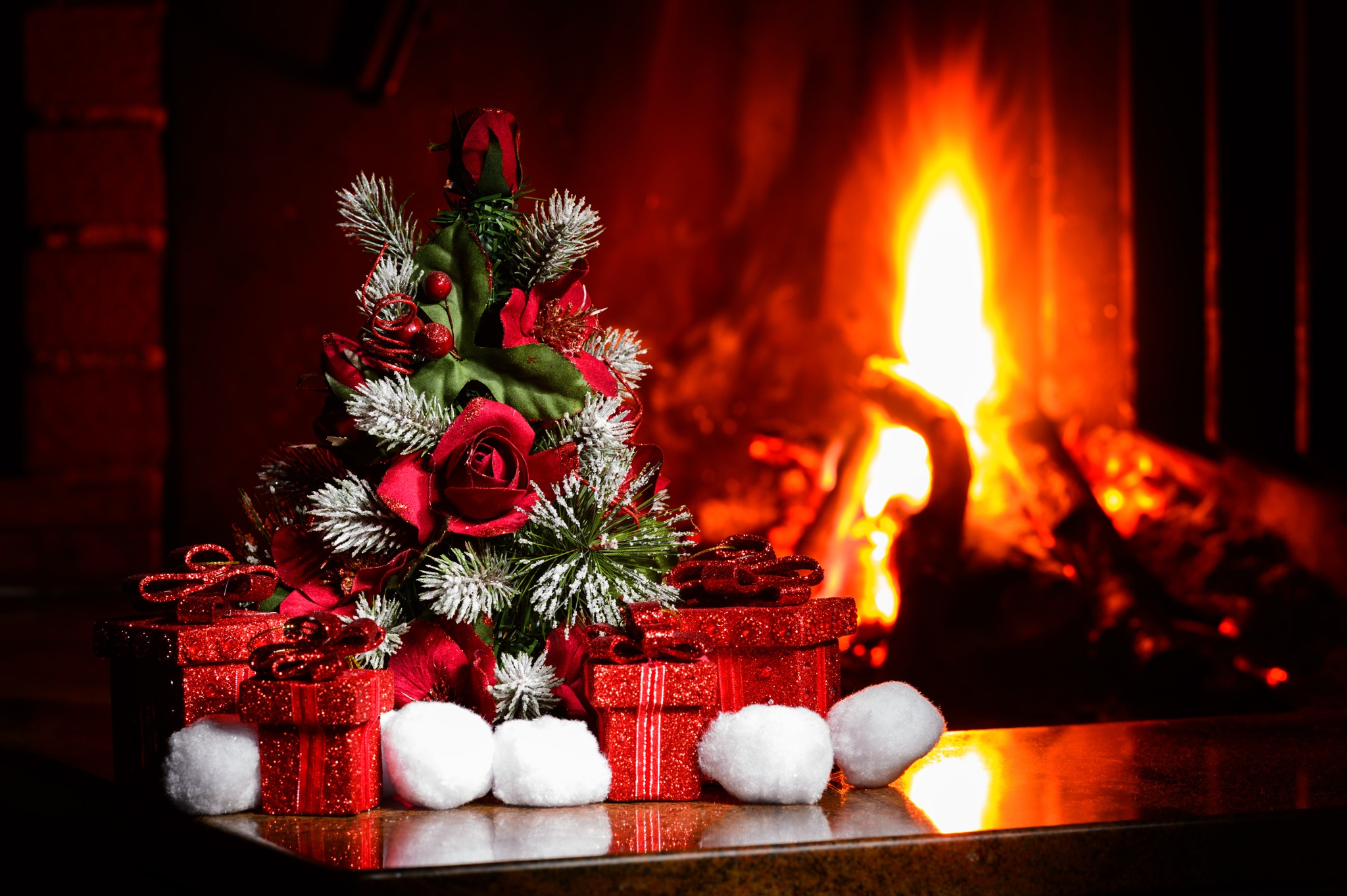 Christmas Christmas Ornaments Fire 2048x1363