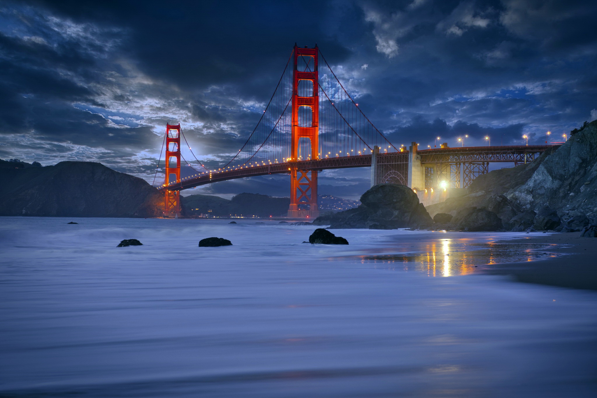 Bridge Golden Gate Night 2048x1368