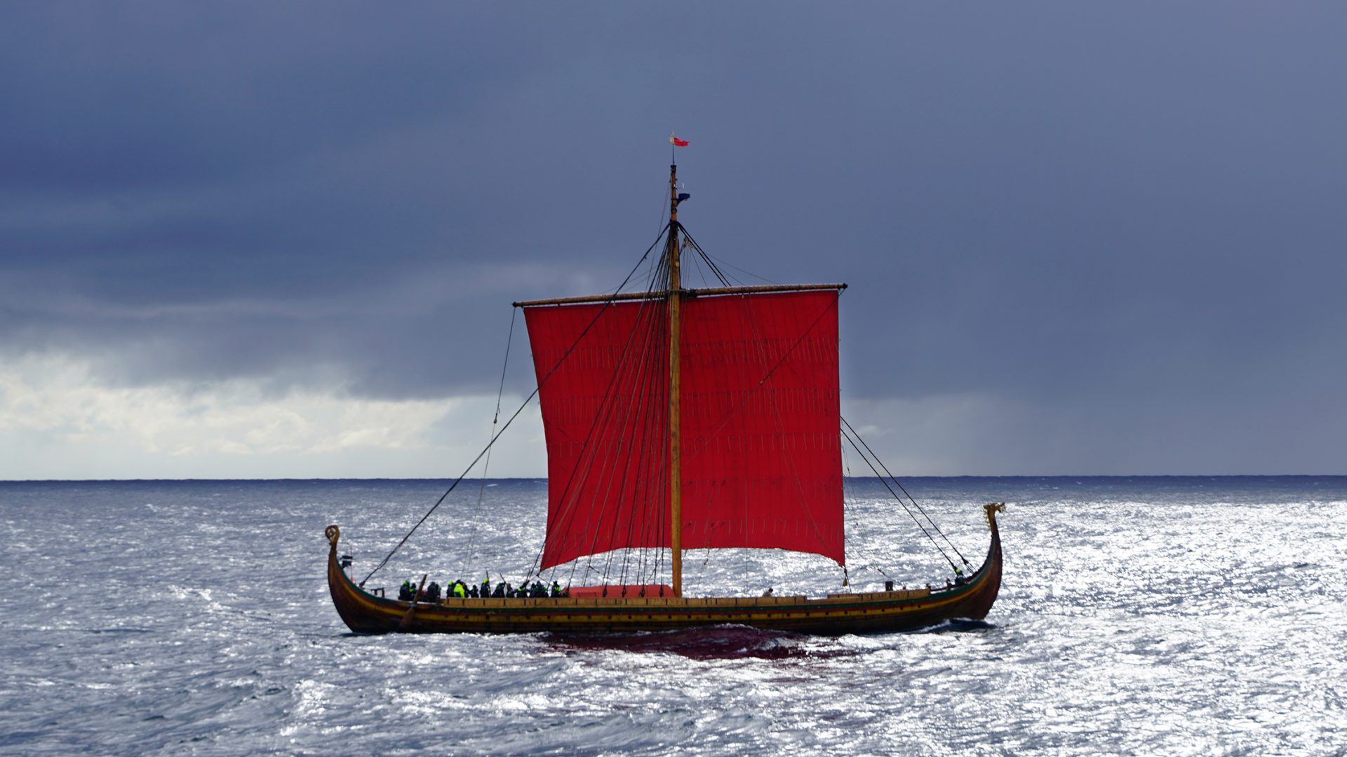 Ocean Sailing Ship Viking 1920x1080
