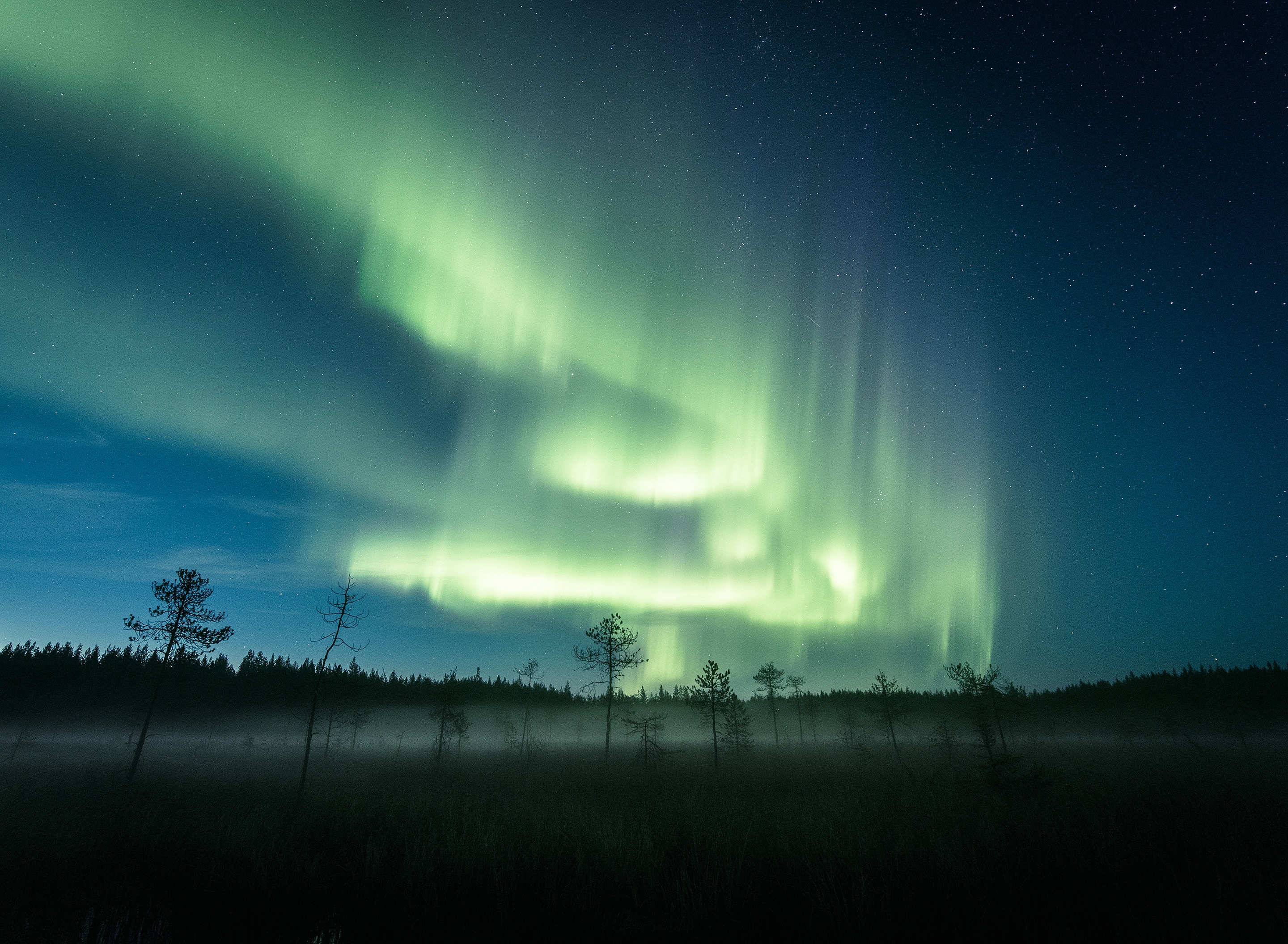 Aurora Borealis Nature Night Sky Stars Winter 2880x2112