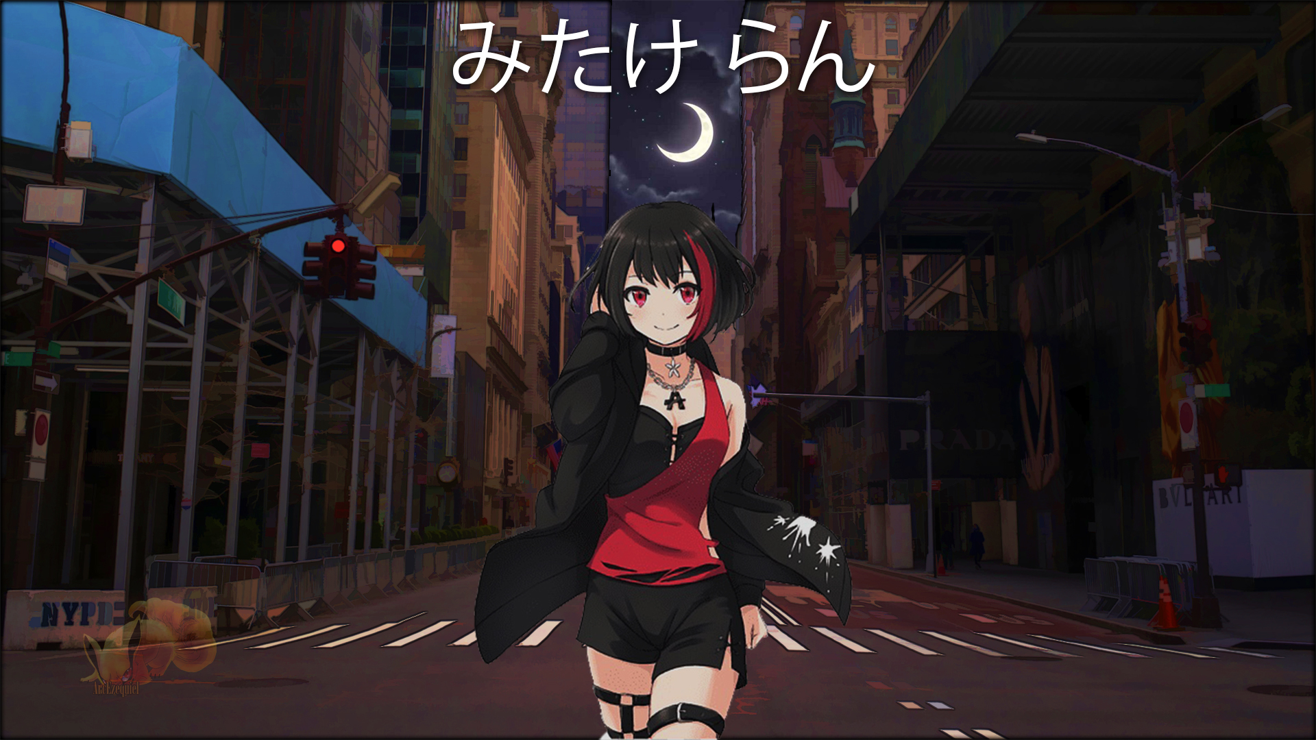 Night Street Art Anime Anime Girls Red Clothing Ran Mitake BanG Dream BanG Dream 1920x1080