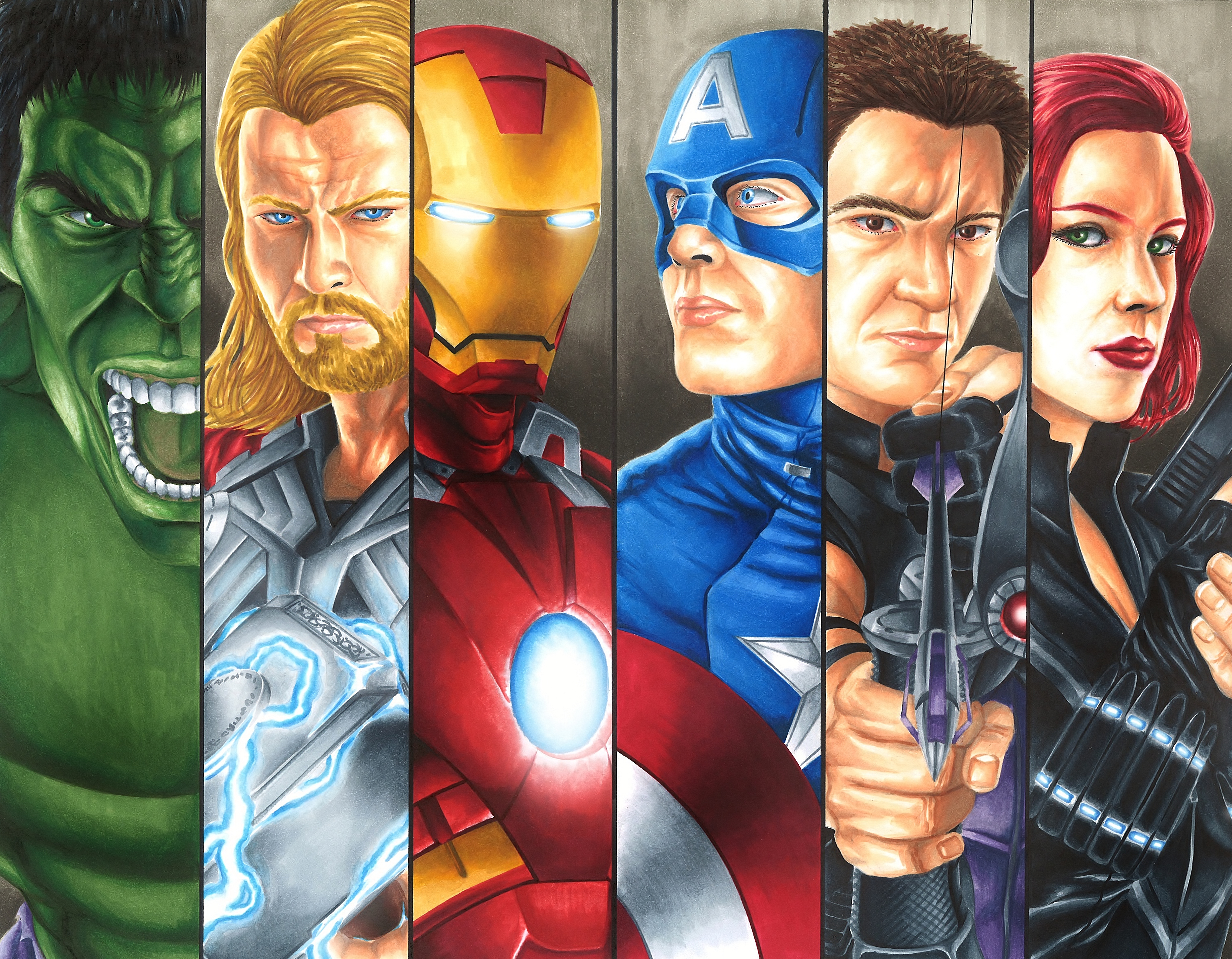 Black Widow Captain America Hawkeye Hulk Iron Man Thor 4174x3249