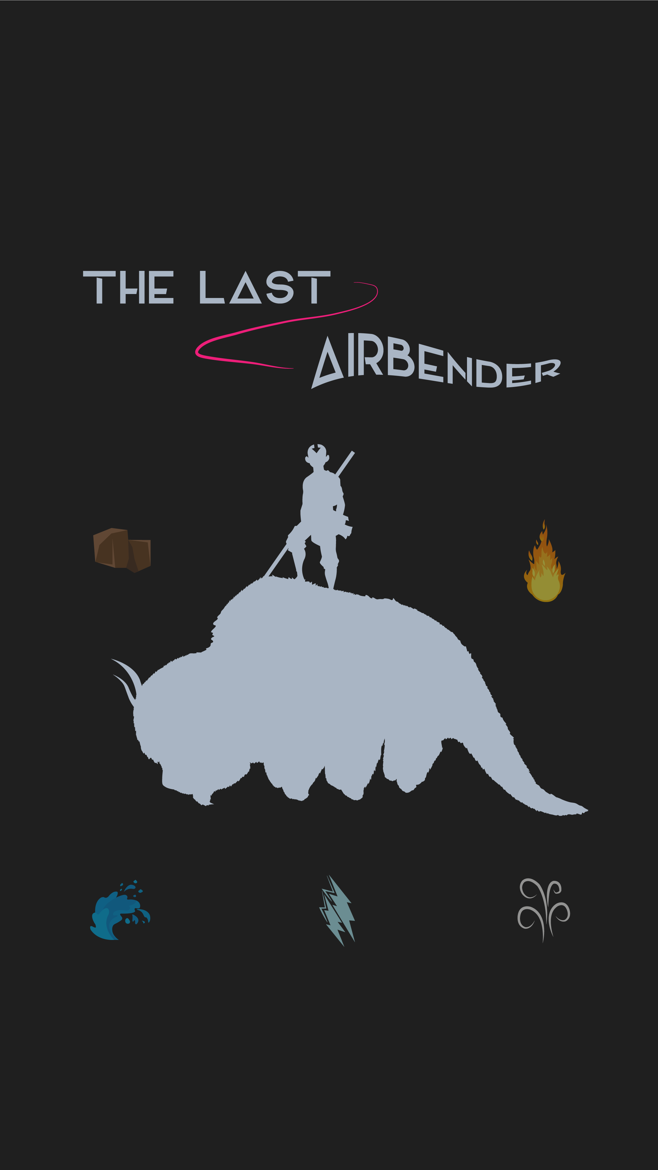 Avatar The Last Airbender Aang Appa Water Fire Earth Air Lightning Bolt Illustration Dark Dark Backg 2160x3840