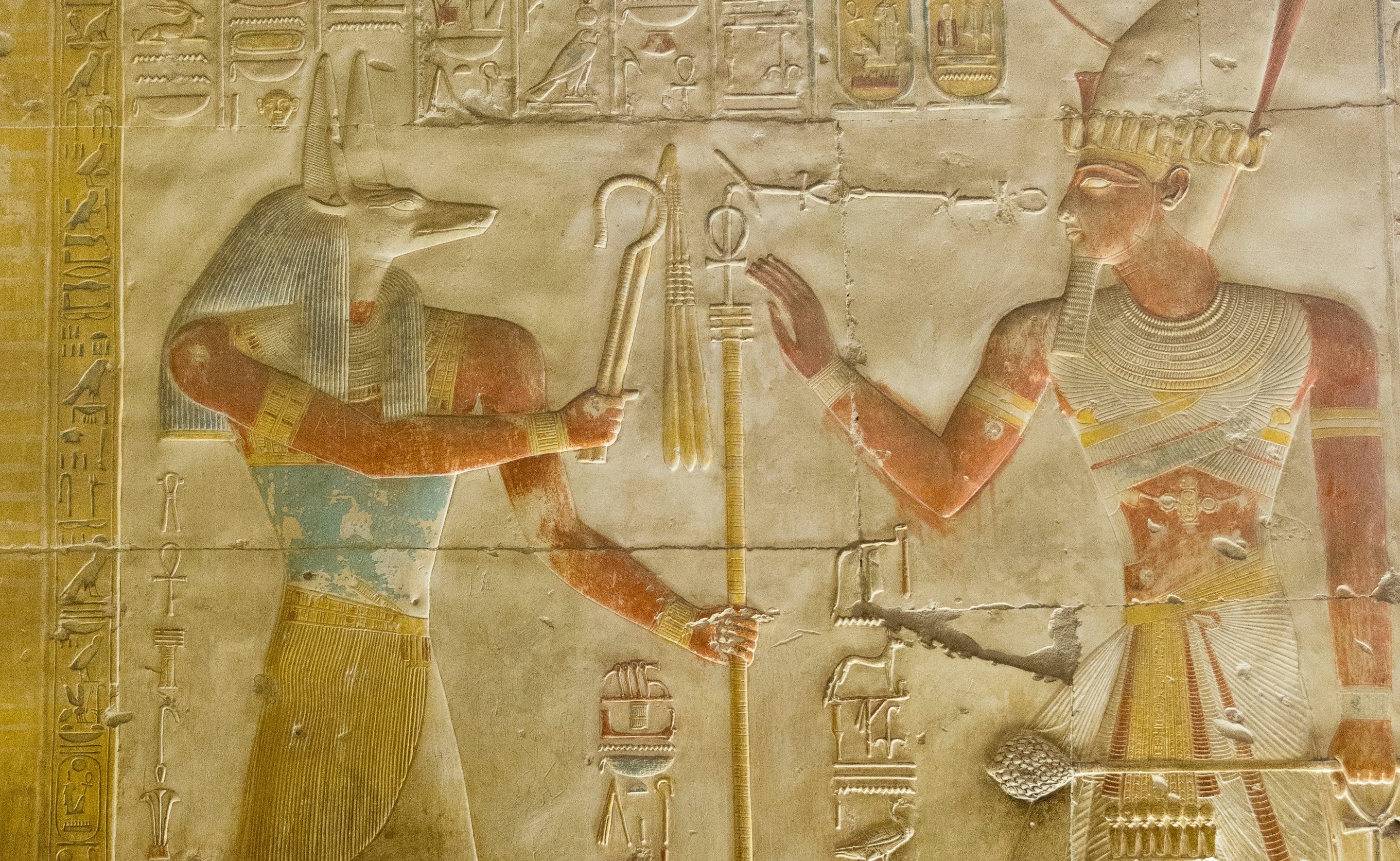 Reliefs Egyptian Mythology Anubis Ankh 2880x1772