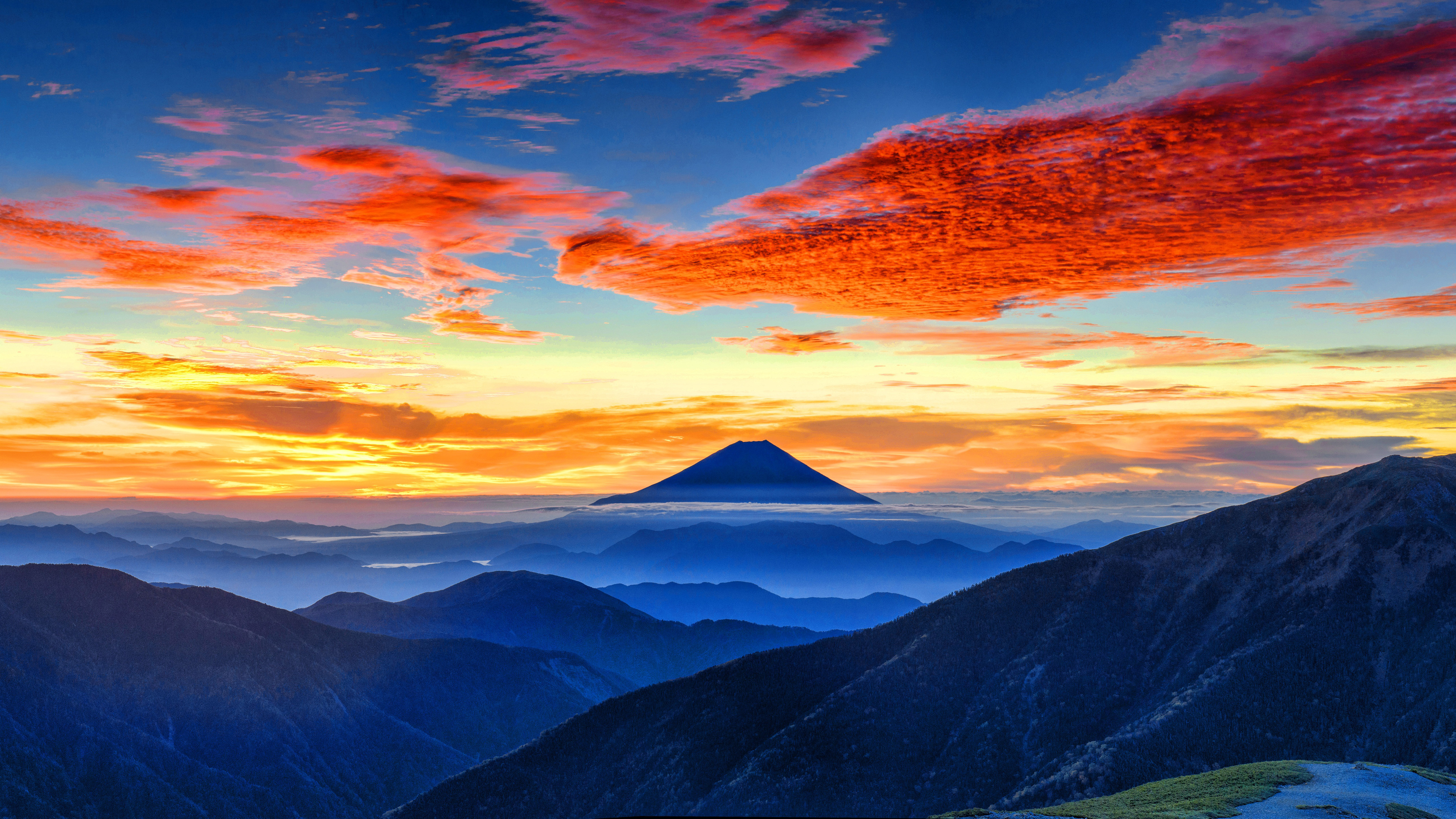 Cloud Horizon Japan Mount Fuji Mountain Sky 5120x2880