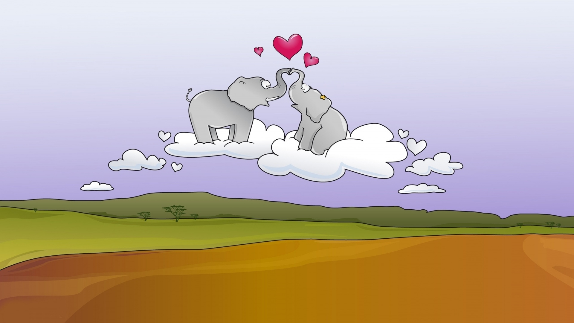 Cloud Elephant Field Heart Love Valentine 039 S Day 1920x1080