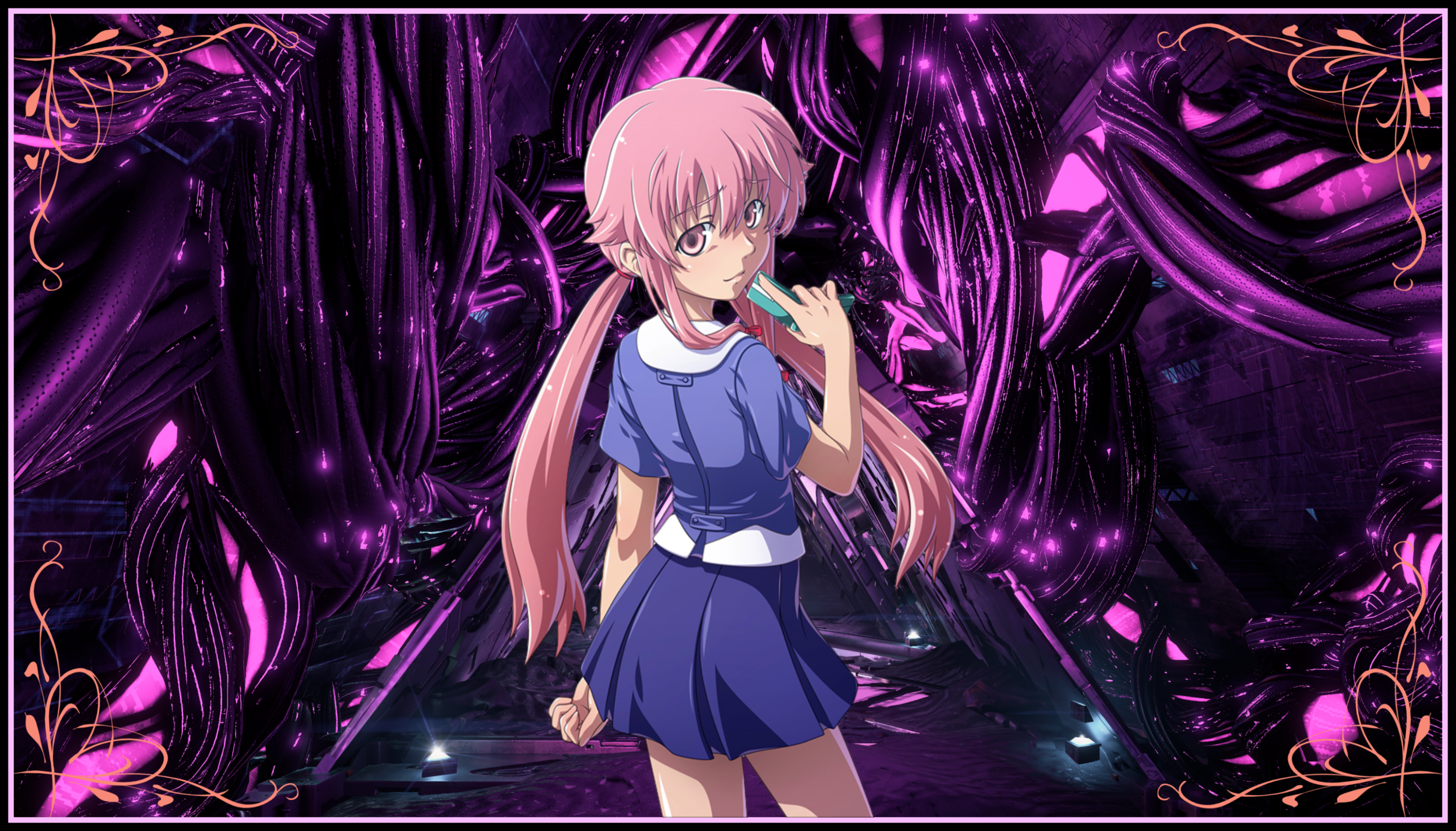 Gasai Yuno là một nhân vật được yêu thích nhất trong Mirai Nikki. Bạn sẽ không muốn bỏ lỡ hình ảnh của cô ấy với những đặc trưng tuyệt vời như bộ tóc hồng dài và ánh mắt đầy sức hút của cô ấy.