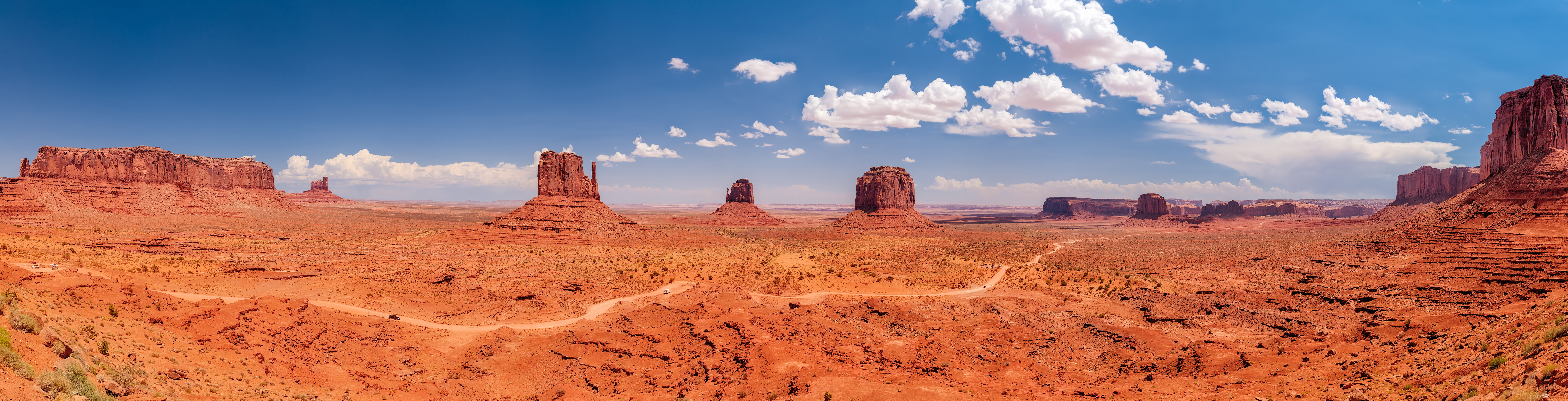Desert Landscape Monument Valley Nature Panorama Sky Usa 10000x2556