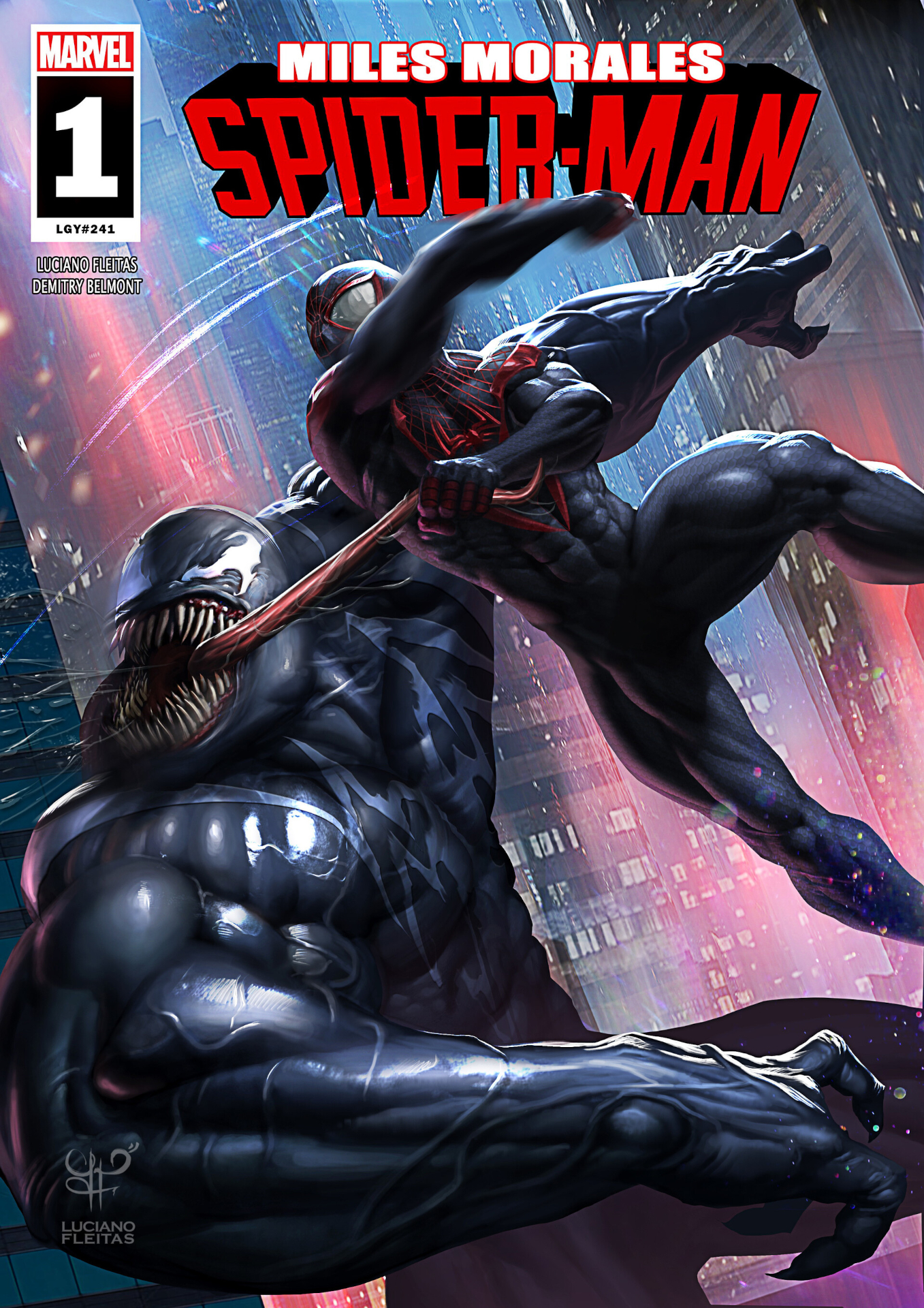 Spider Man Venom Marvel Comics Artwork Fighting Portrait Display Comic Books Miles Morales 1357x1920