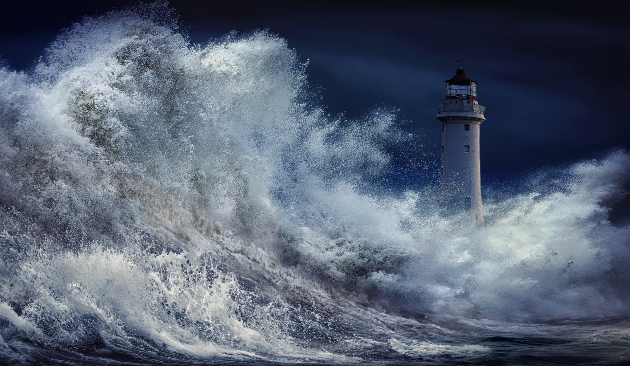 Lighthouse Storm Wave 2048x1189