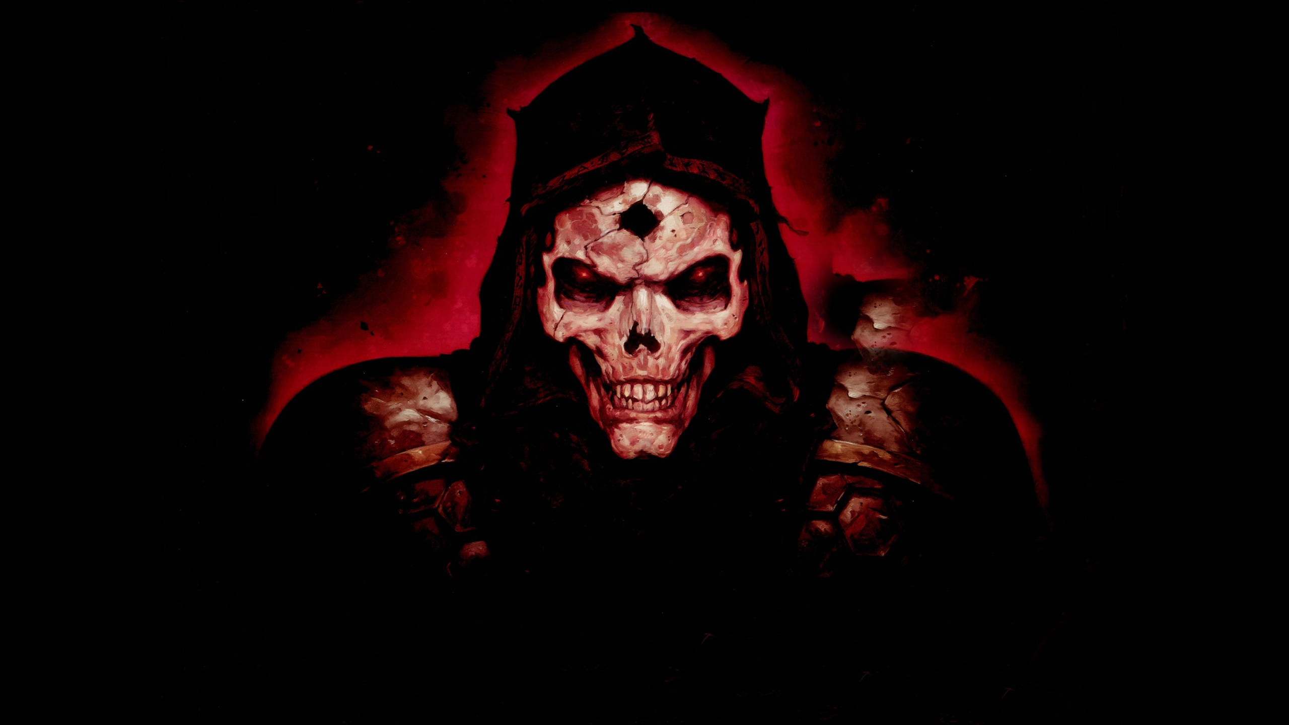 Diablo Diablo 2 Fantasy Art Simple Background Skull 2560x1440