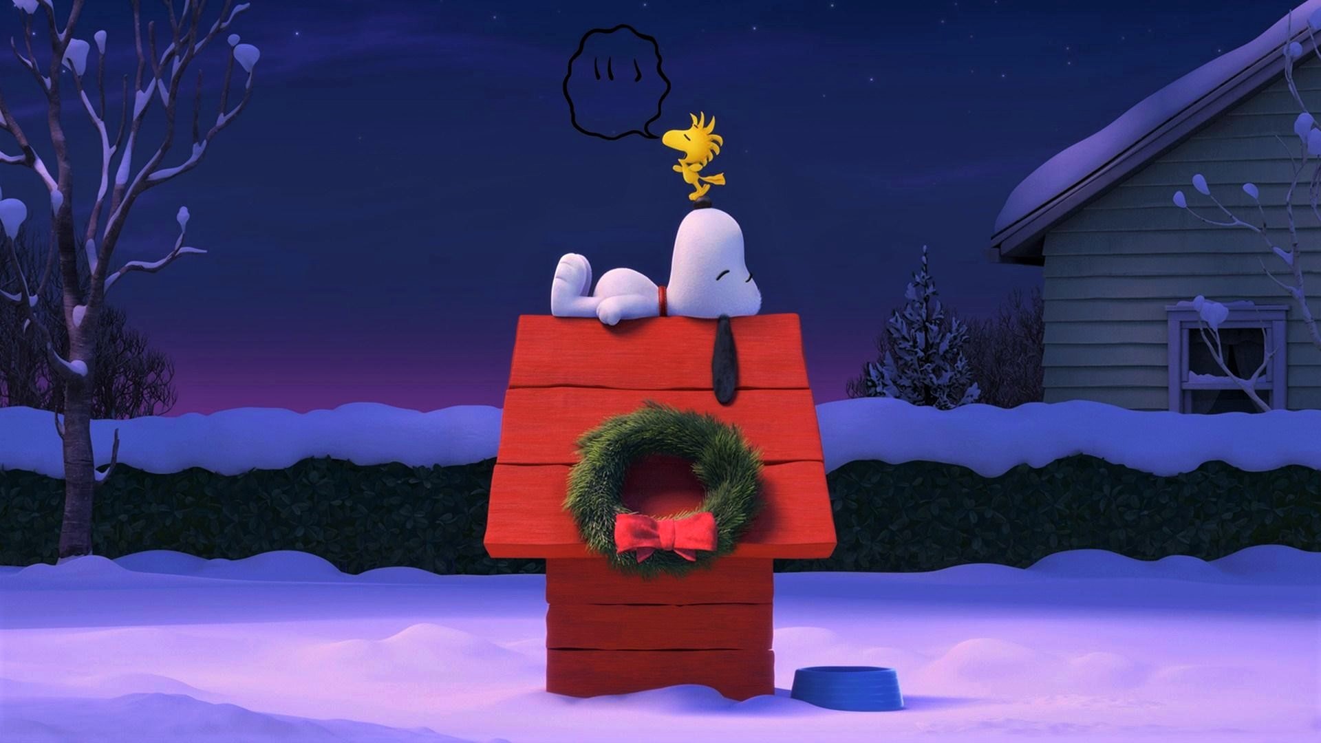 Christmas Sleeping Snoopy Tv Show Winter Wreath 1920x1080