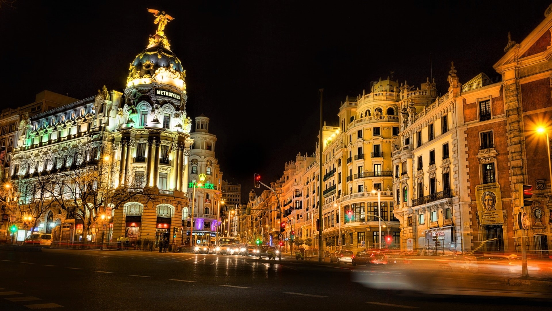 Architecture Building City Cityscape Evening Light Madrid Night Spain 1920x1080