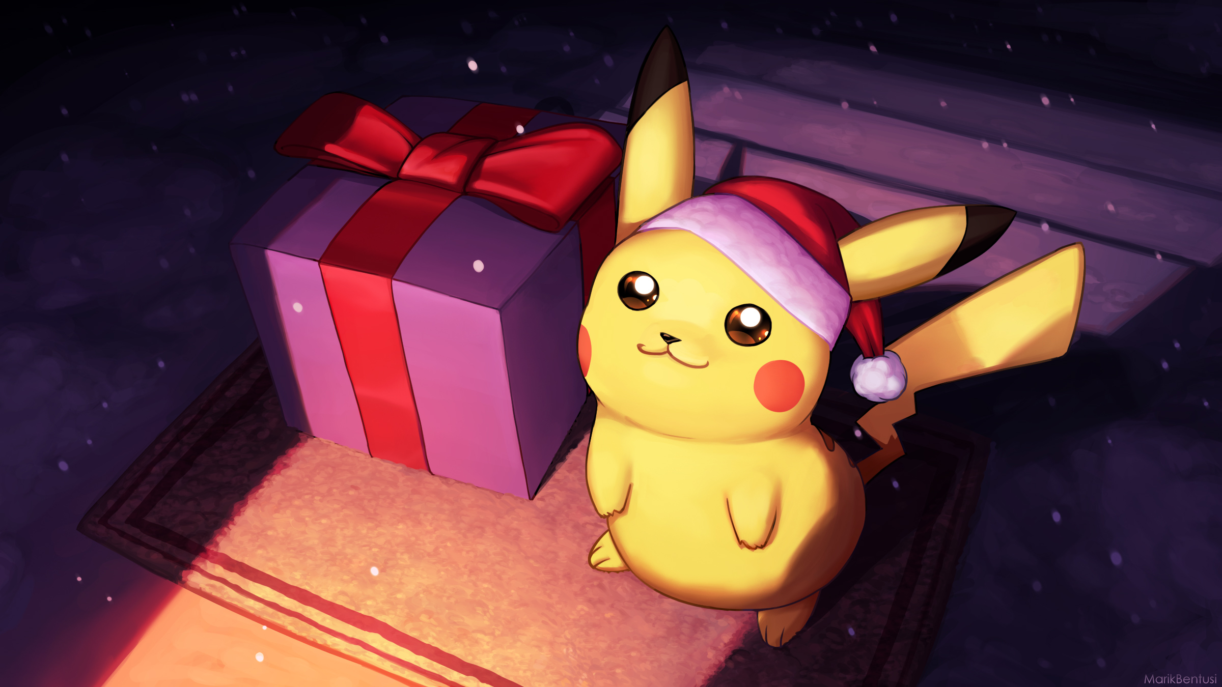 Christmas Pikachu Santa Hat 2400x1350