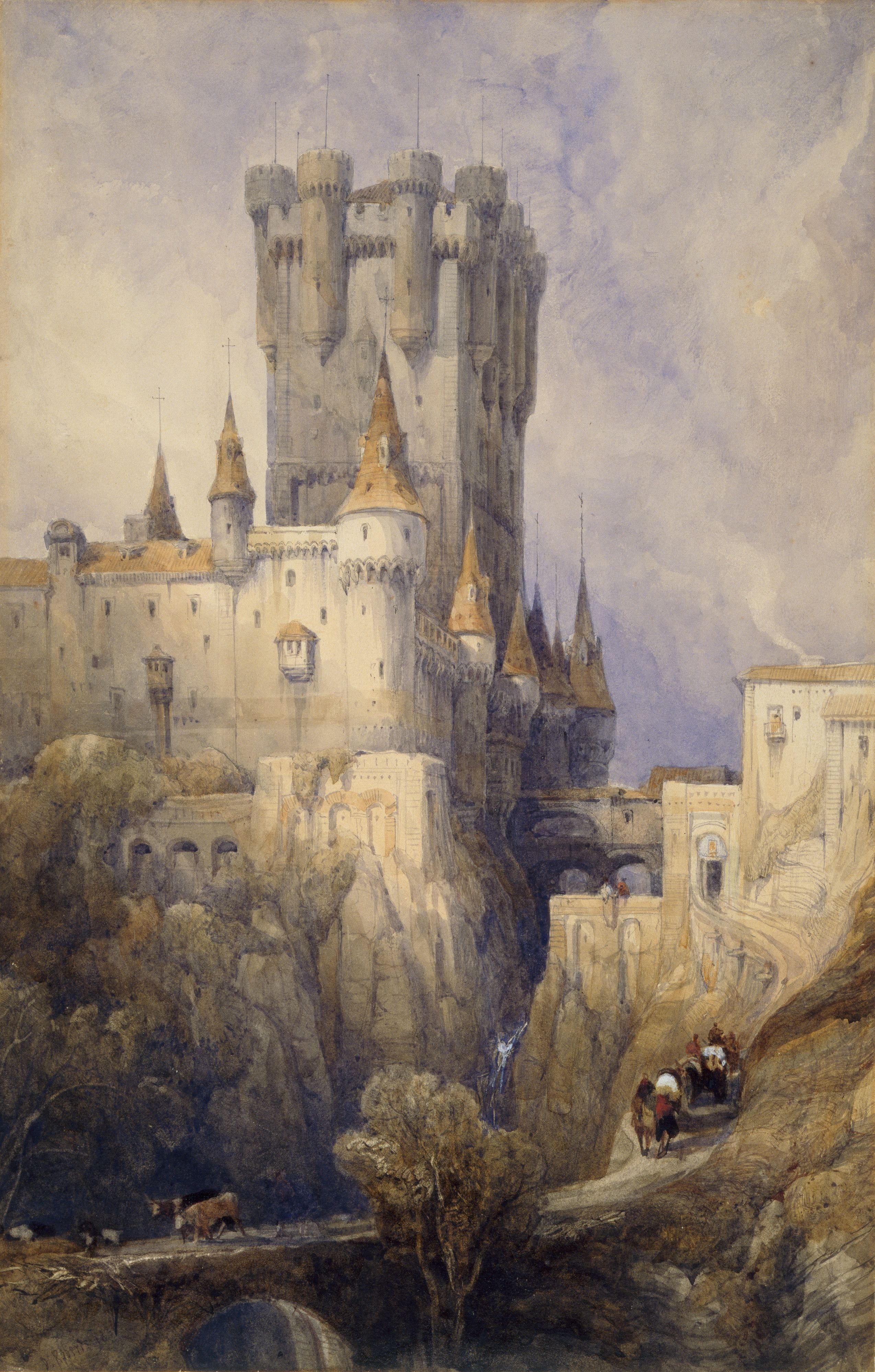 Artwork Painting Medieval Castle Architecture Watercolor 2549x3999