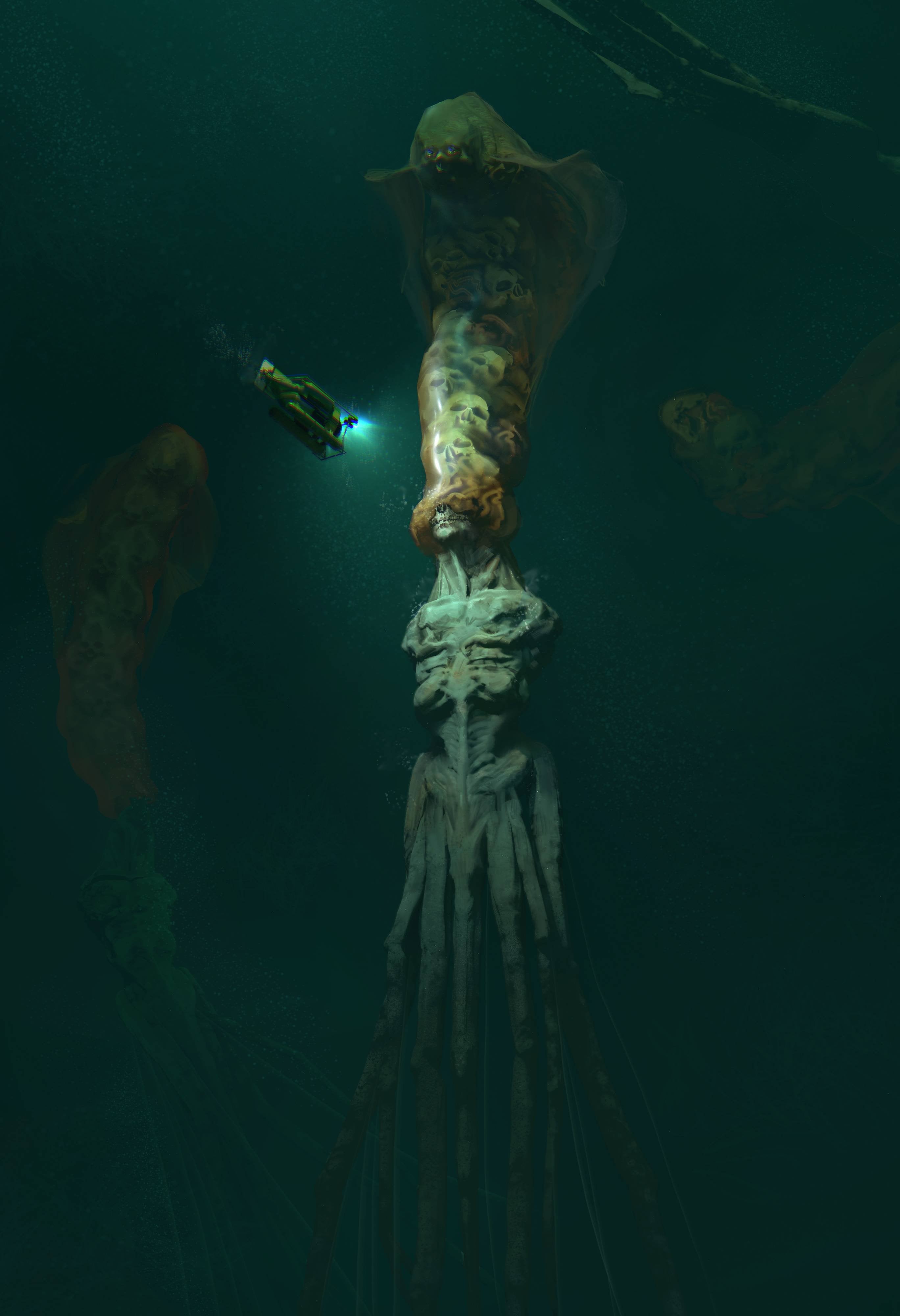 Creepy Creature Sea Abyss Water Horror Skull Underwater 2737x4000