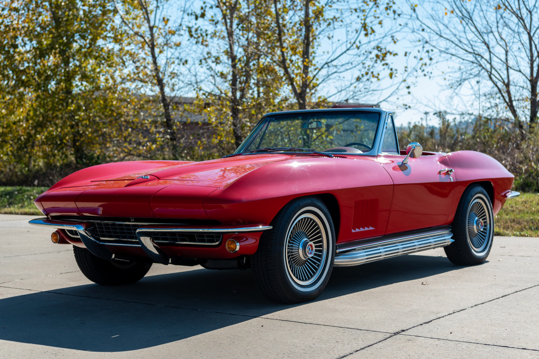 Car Chevrolet Corvette C2 Convertible Old Car Red Car Sport Car 2048x1367