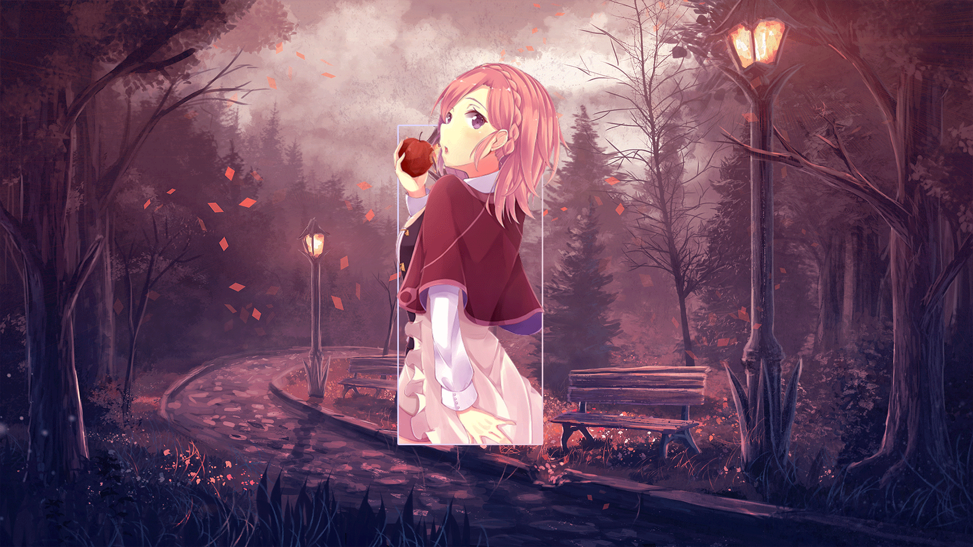 Anime Anime Girls Apple A Caramel Anime Landscape Photoshop Digital Art Picture In Picture Piture In 1920x1080