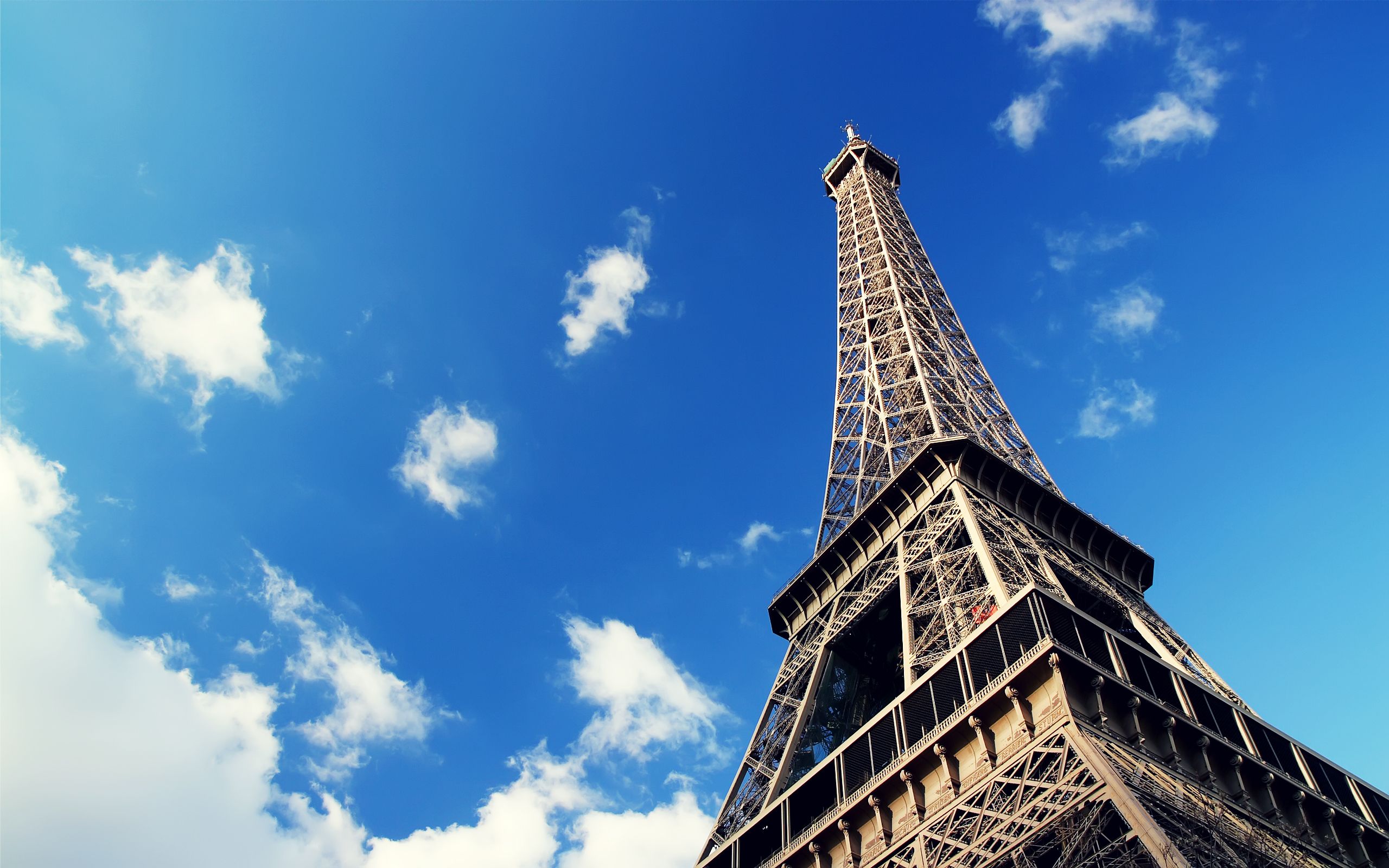 Paris Eiffel Tower Sky Clouds 2560x1600