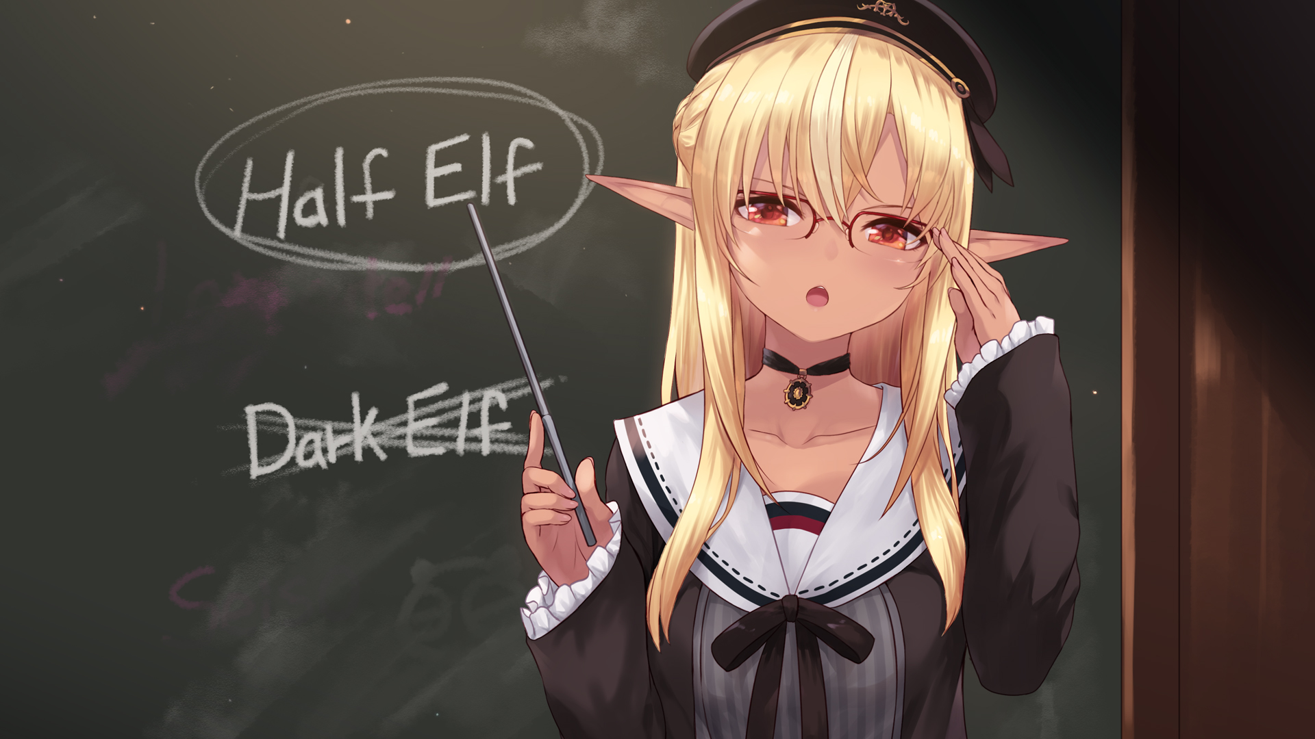 Anime Girls Blonde Hololive Shiranui Flare Virtual Youtuber Pointy Ears Pointed Ears Cait Cait Aron  1920x1080