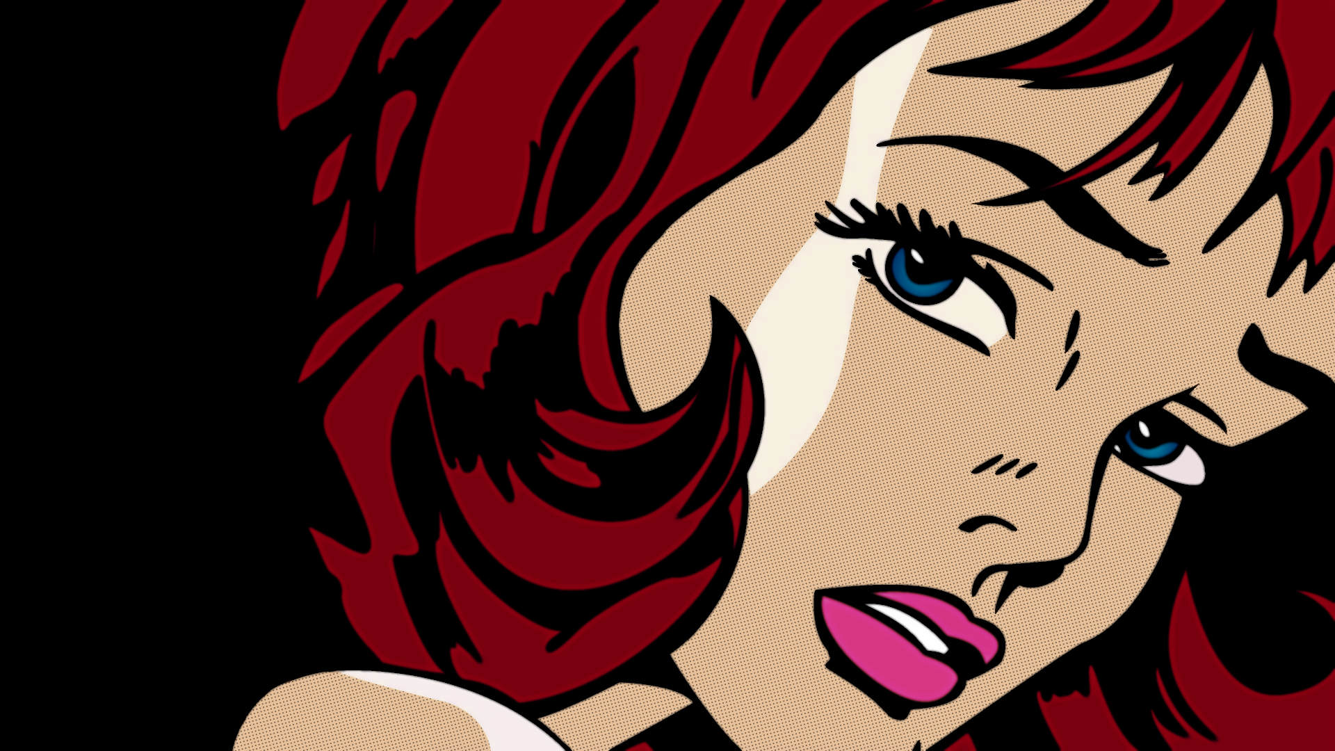Roy Lichtenstein Pop Art Redhead Comic Art Women Lipstick Blue Eyes Modern 1920x1080