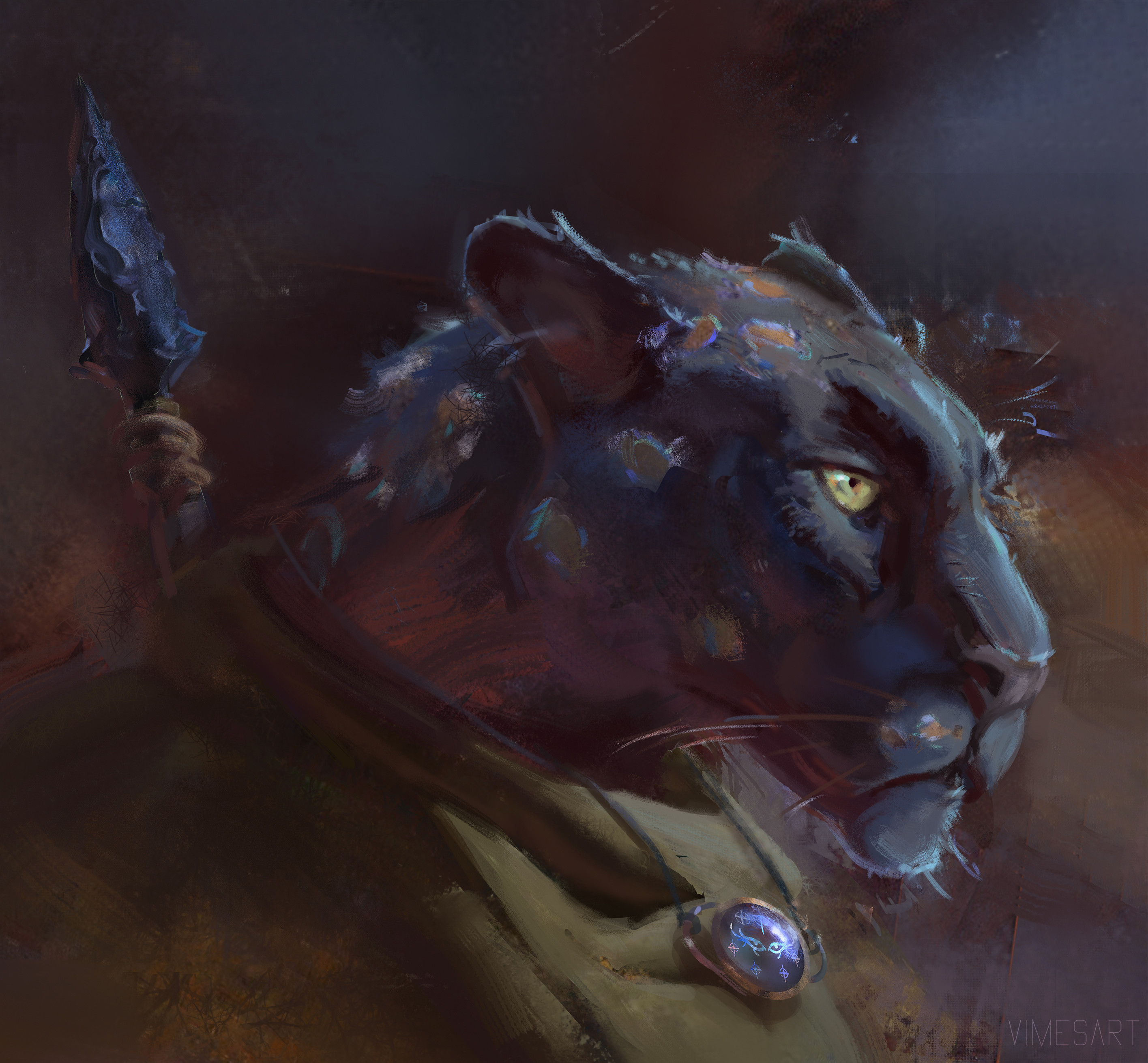 Vimes Art Tabaxi Ranger Fictional Character Spear Furry Fictional Characters Leopard Leopard Animal  2831x2621