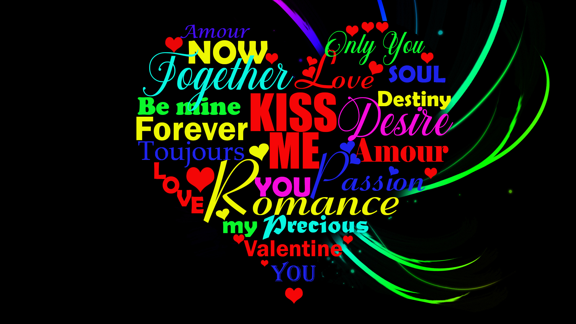 Abstract Artistic Colorful Heart Holiday Love Valentine 039 S Day Word 1920x1080