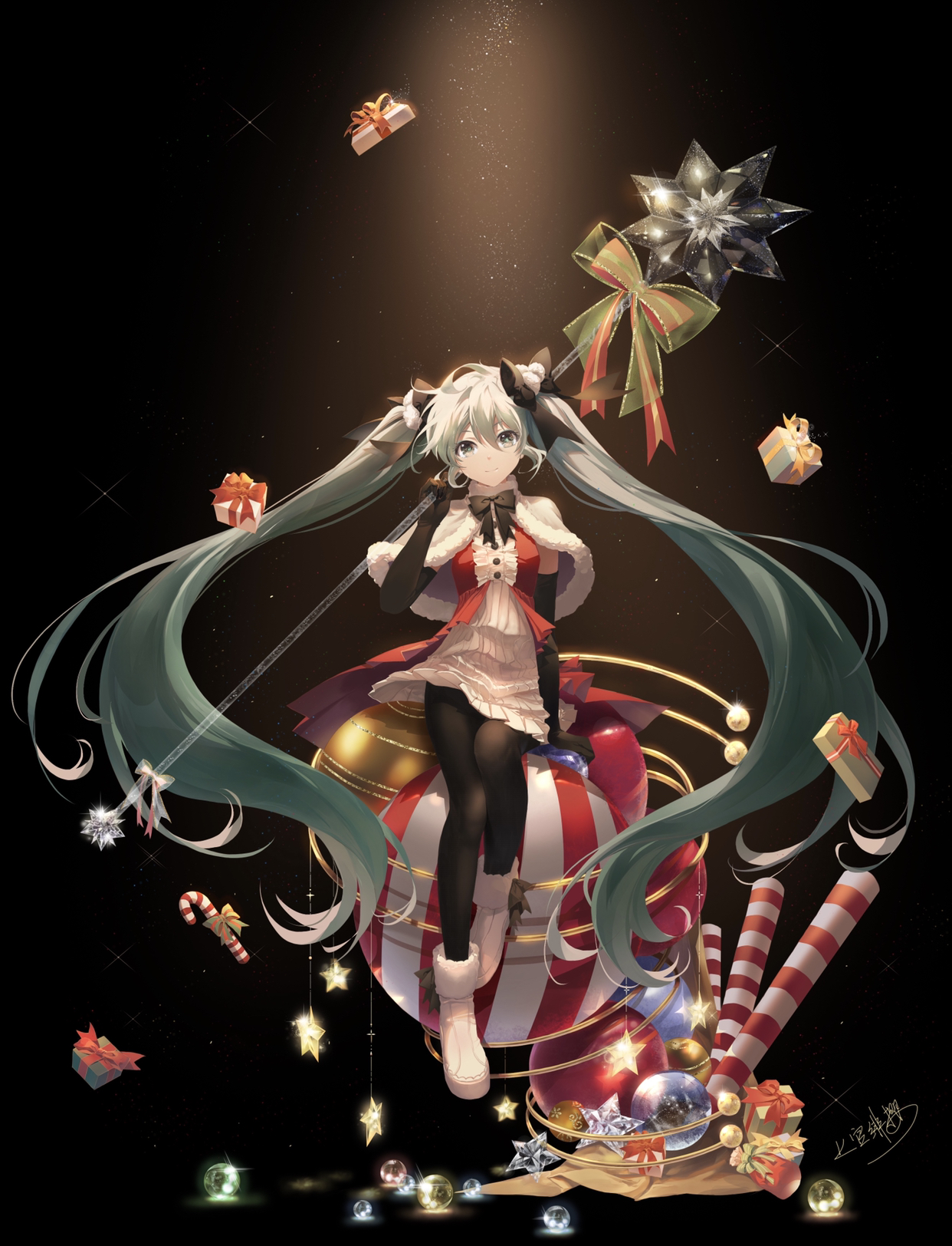 Anime Girls Santa Costume Christmas Shangguan Feiying Vocaloid Hatsune Miku Christmas Presents Dress 1242x1624