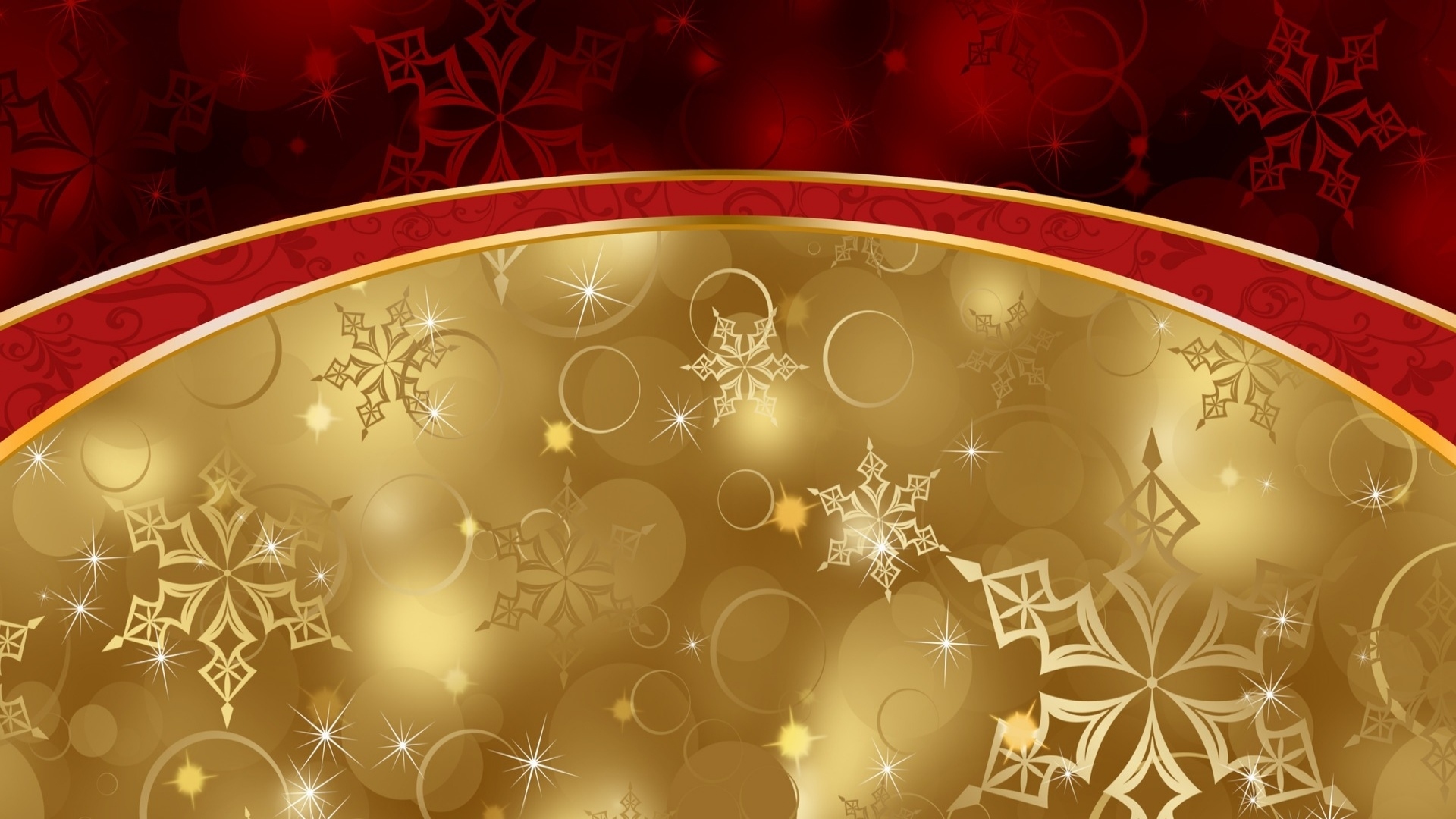 Christmas Golden Red Snowflake 1920x1080