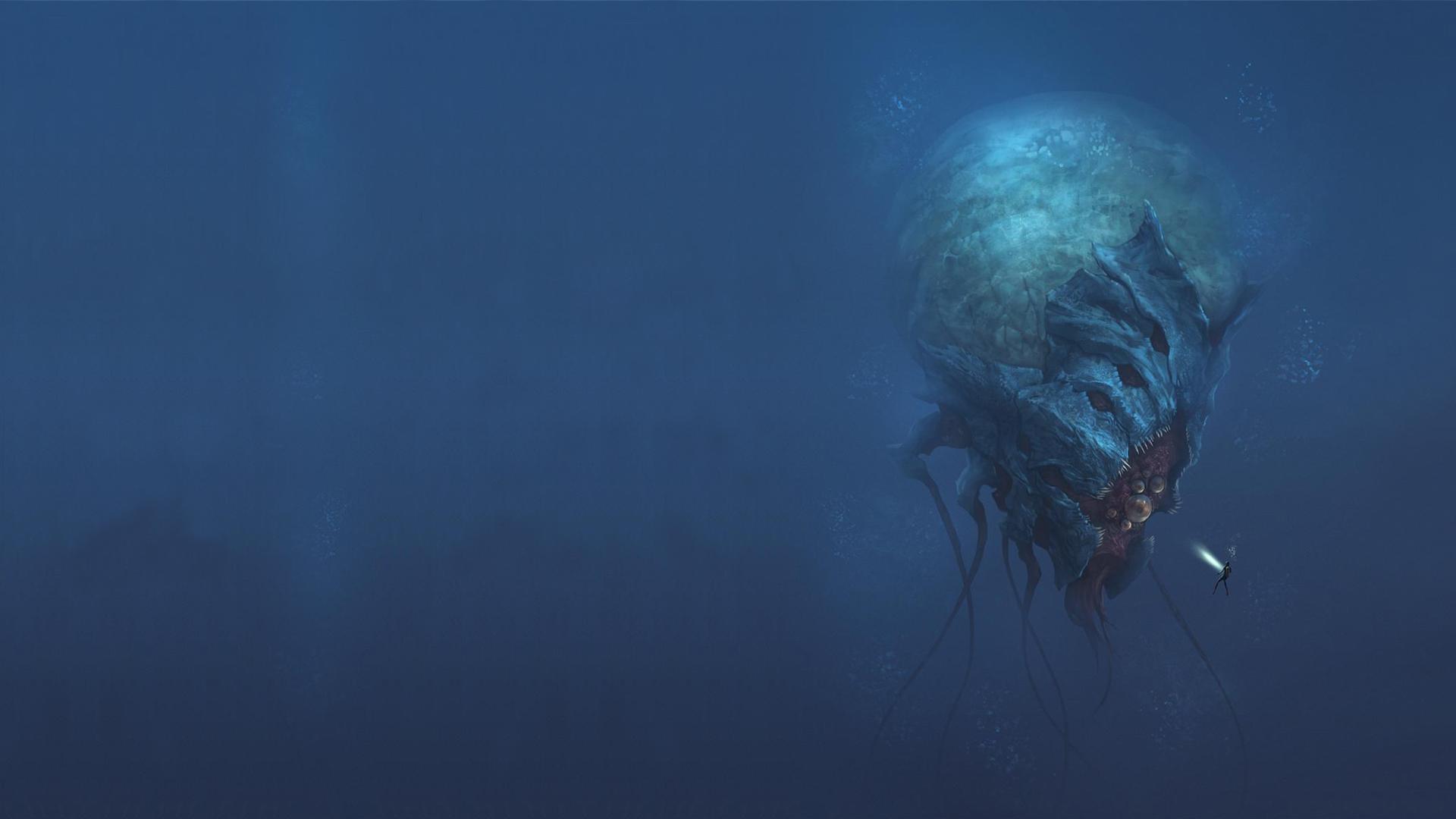 Creepy Creature Sea Abyss Water 1920x1080