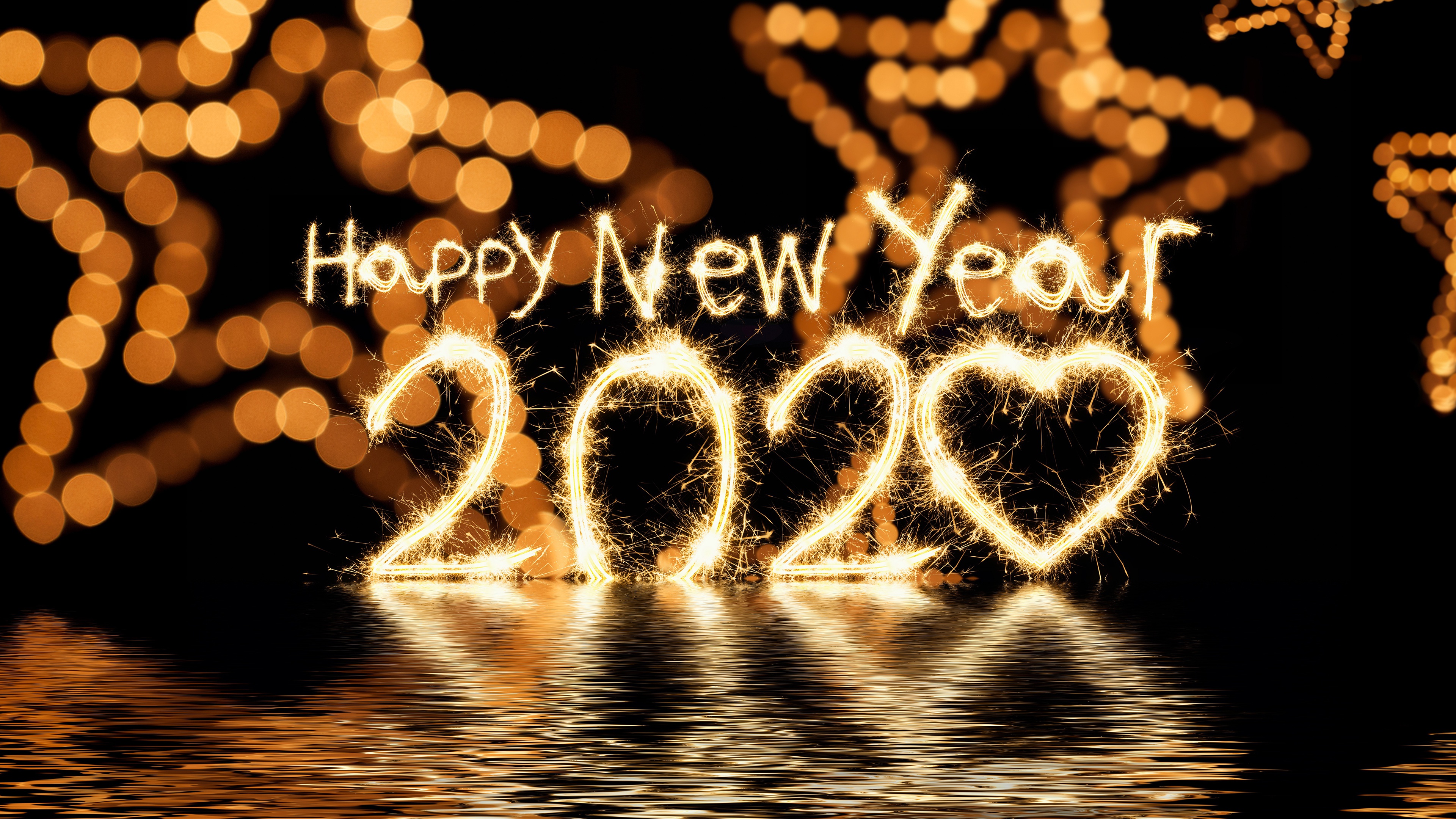 Happy New Year New Year New Year 2020 Sparkles 3840x2160