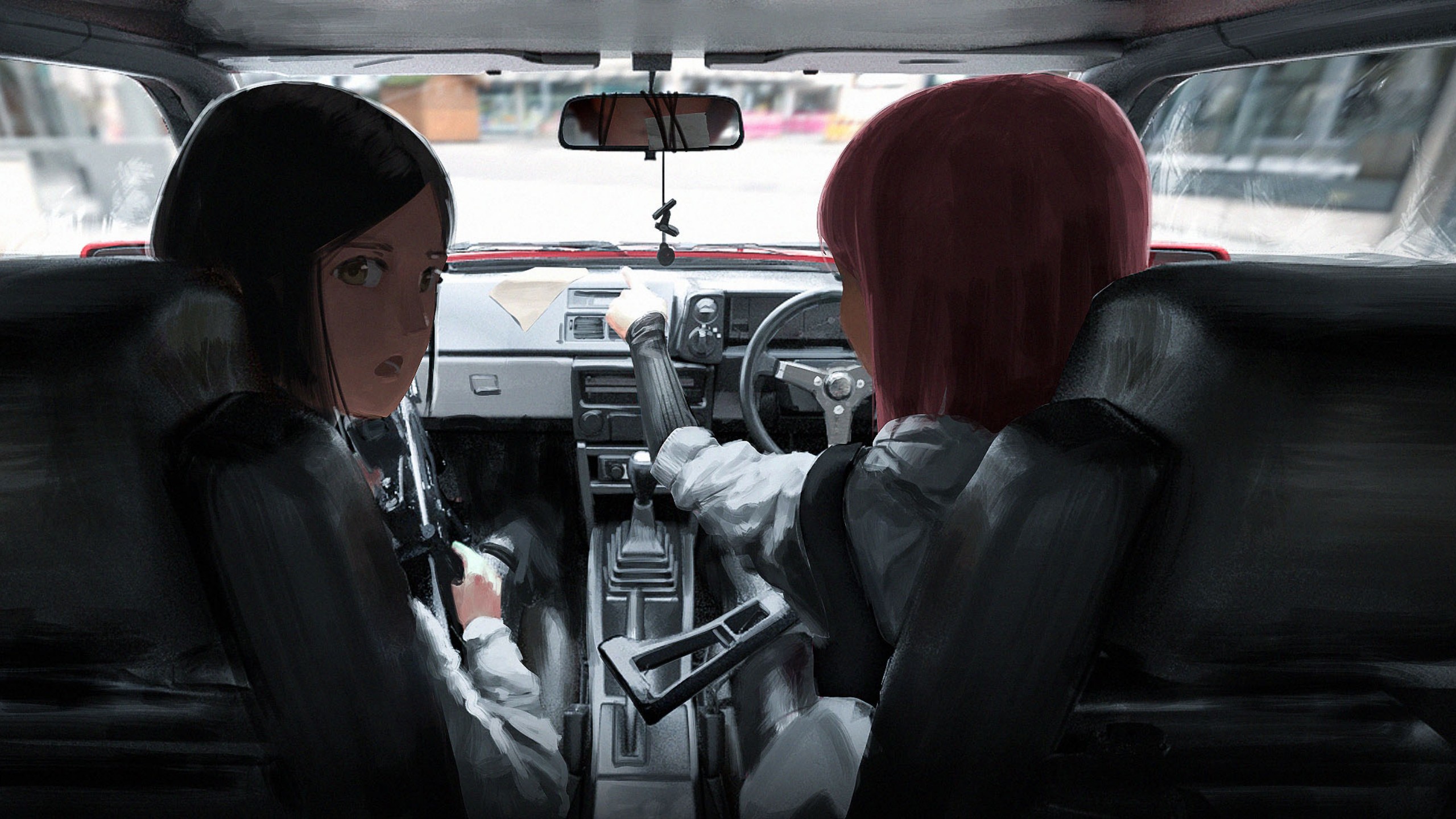 Anime Anime Girls Car Car Interior Kyokazu 2560x1440