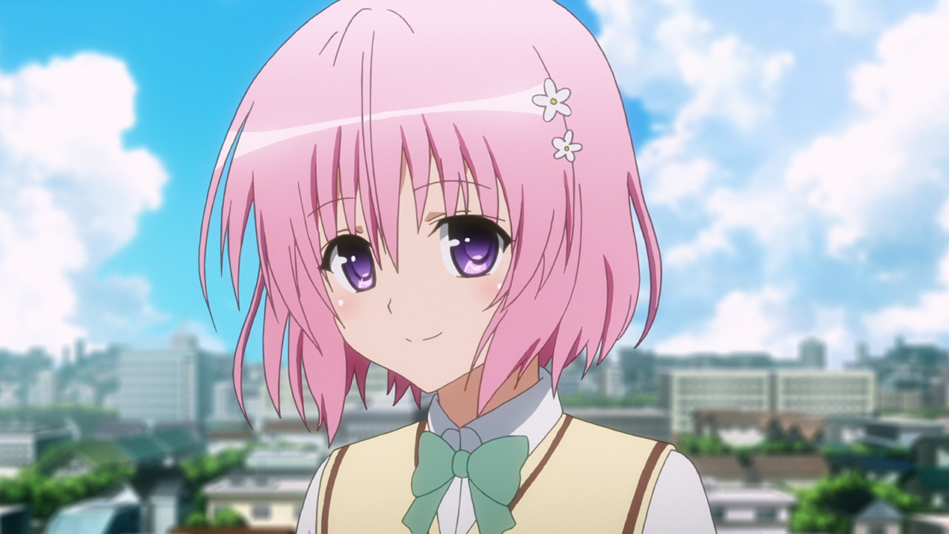 To Love Ru Darkness Anime Girls Smile Pink Hair Bow Tie Depth Of Field Looking At Viewer Fringe Hair 1920x1080