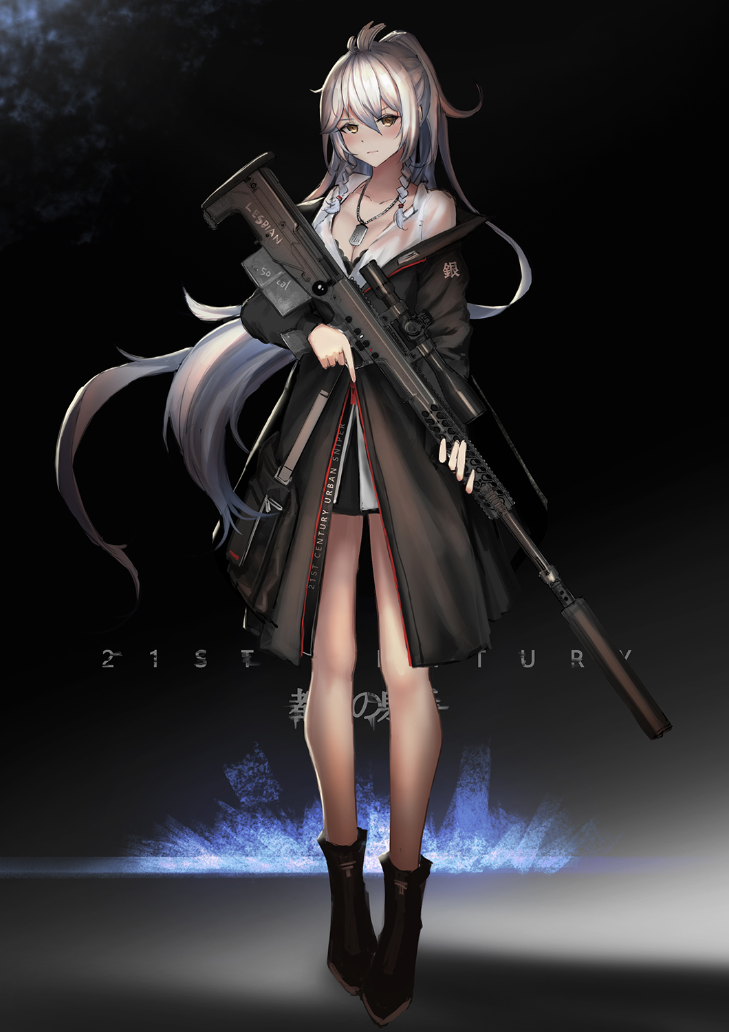 Anime Girls Yurichtofen Portrait Display Anime Silver Hair Girl With Weapon 1060x1500