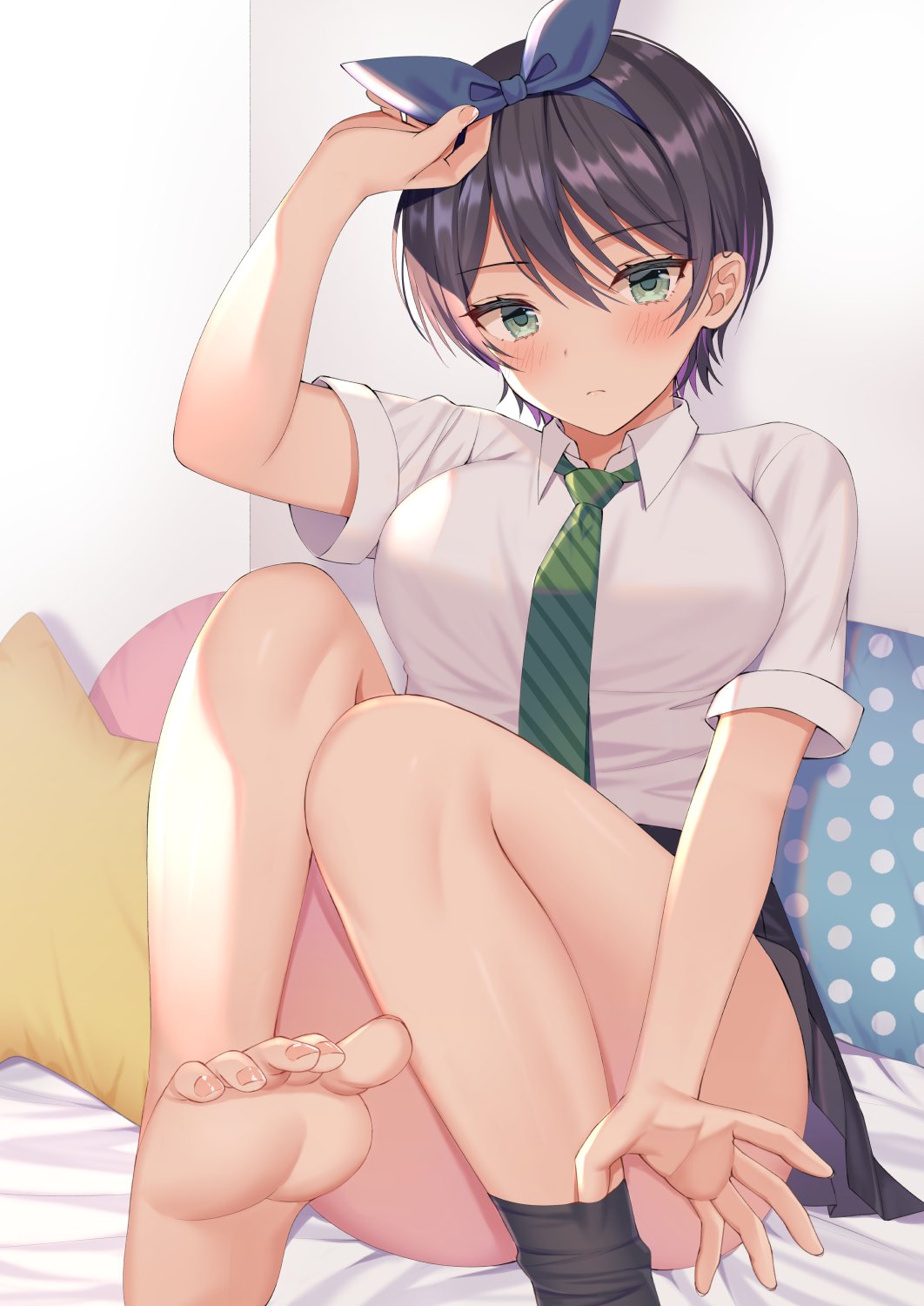 Anime Anime Girls Digital Art Artwork 2D Portrait Display Vertical In Bed School Uniform Missing Sto 1062x1500