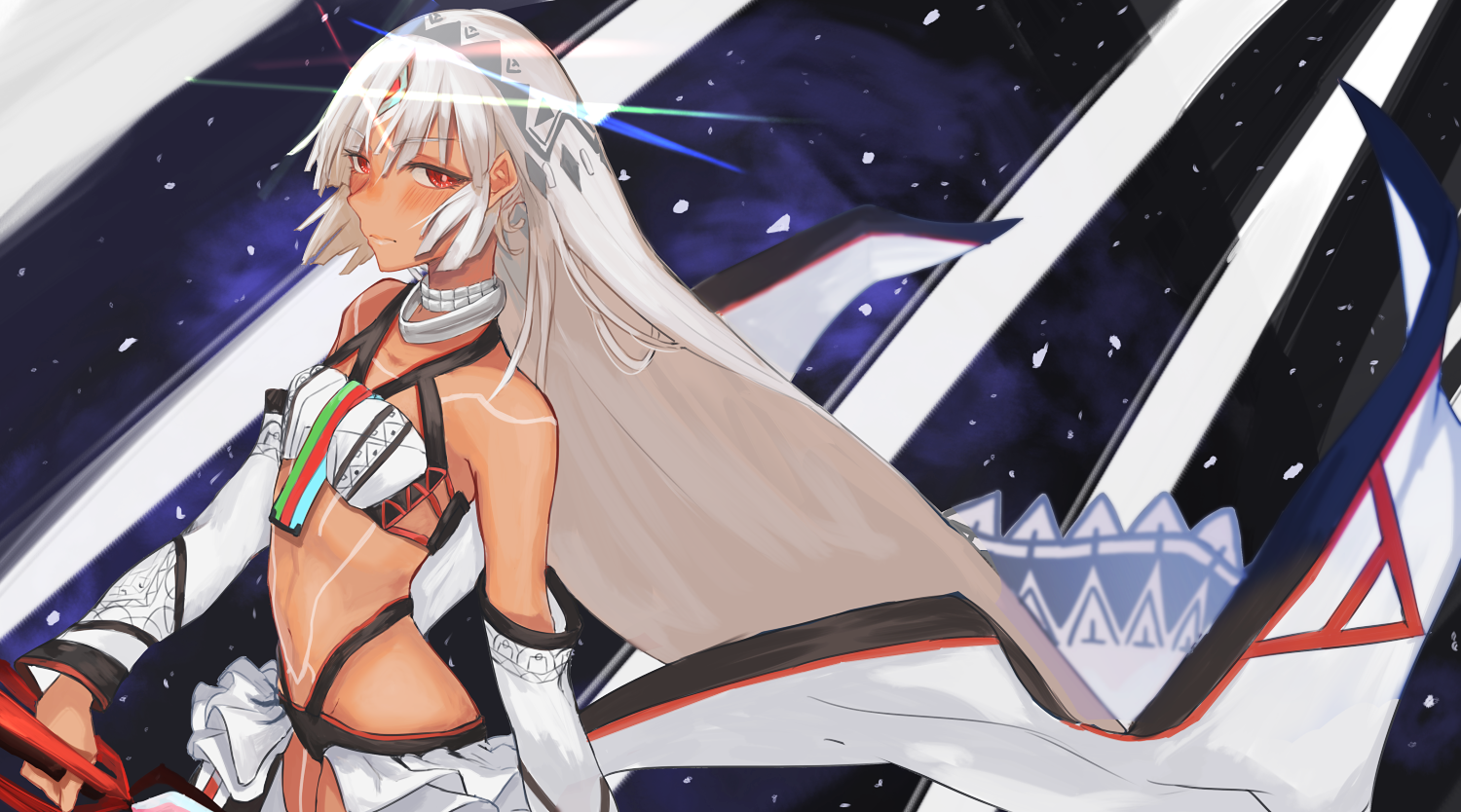 Artwork Anime Girls Fate Series Altera Fate Silver Hair Red Eyes Dark Skin Wallpaper 4863