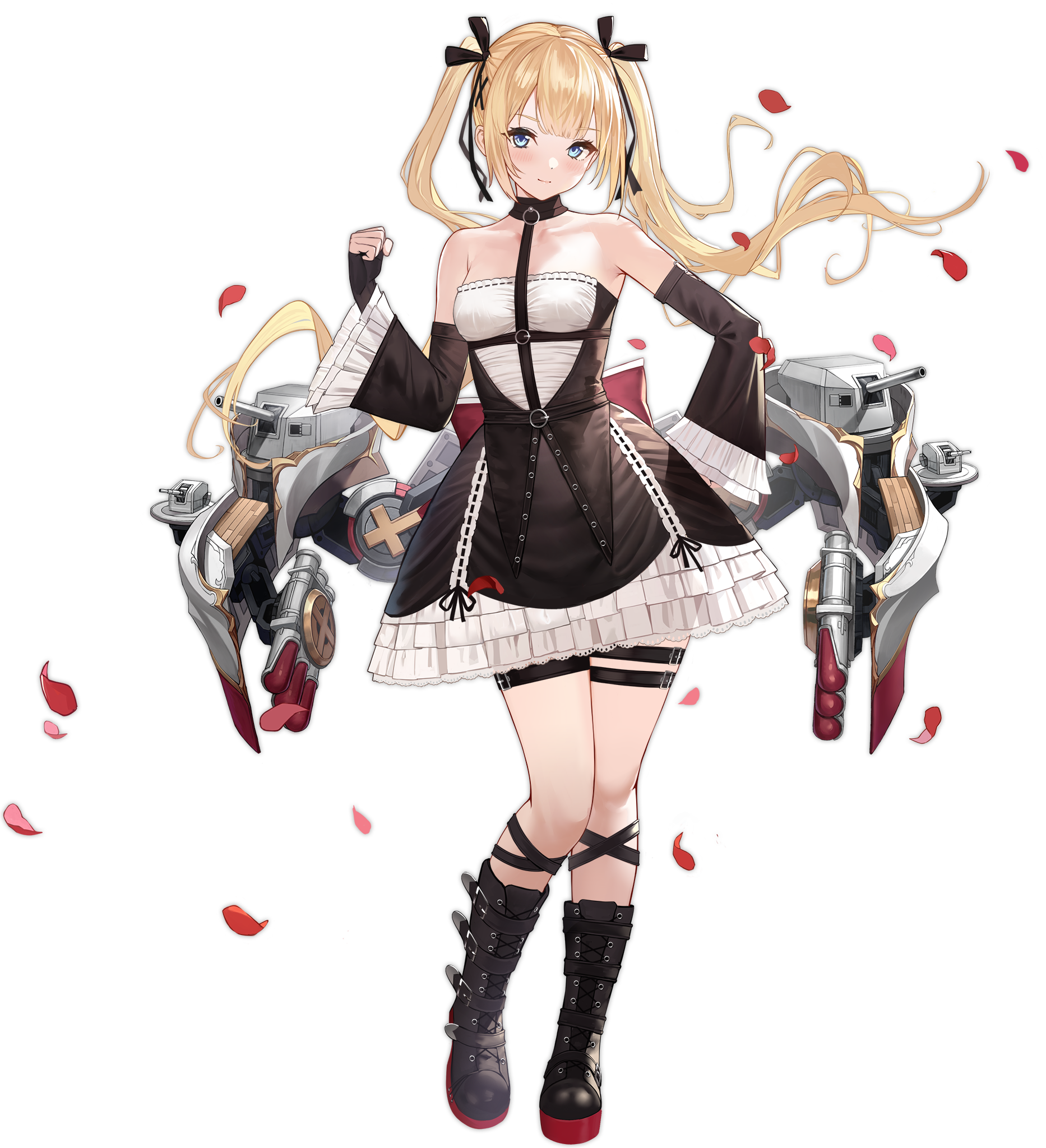 Anime Girls Azur Lane Marie Rose Yunsang Dress Boots Bare Shoulders Blonde Twintails Blue Eyes 1866x2048