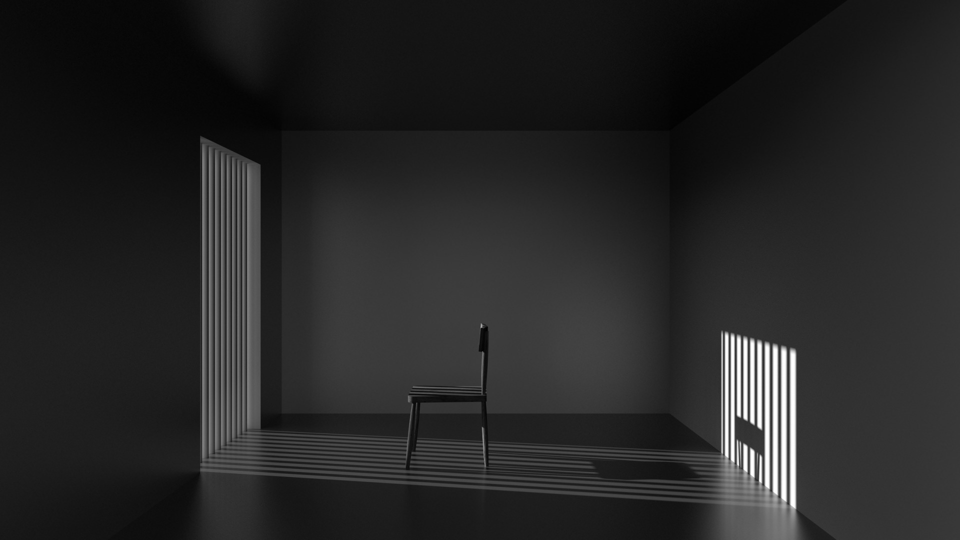 Photography Monochrome Indoors Room Chair Shadow Minimalism Empty Lattice 1920x1080