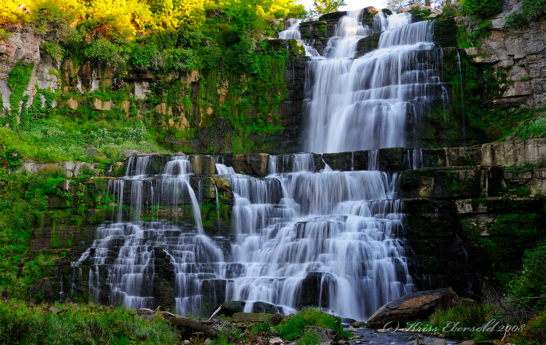 Earth Forest Green Rock Waterfall 1900x1200