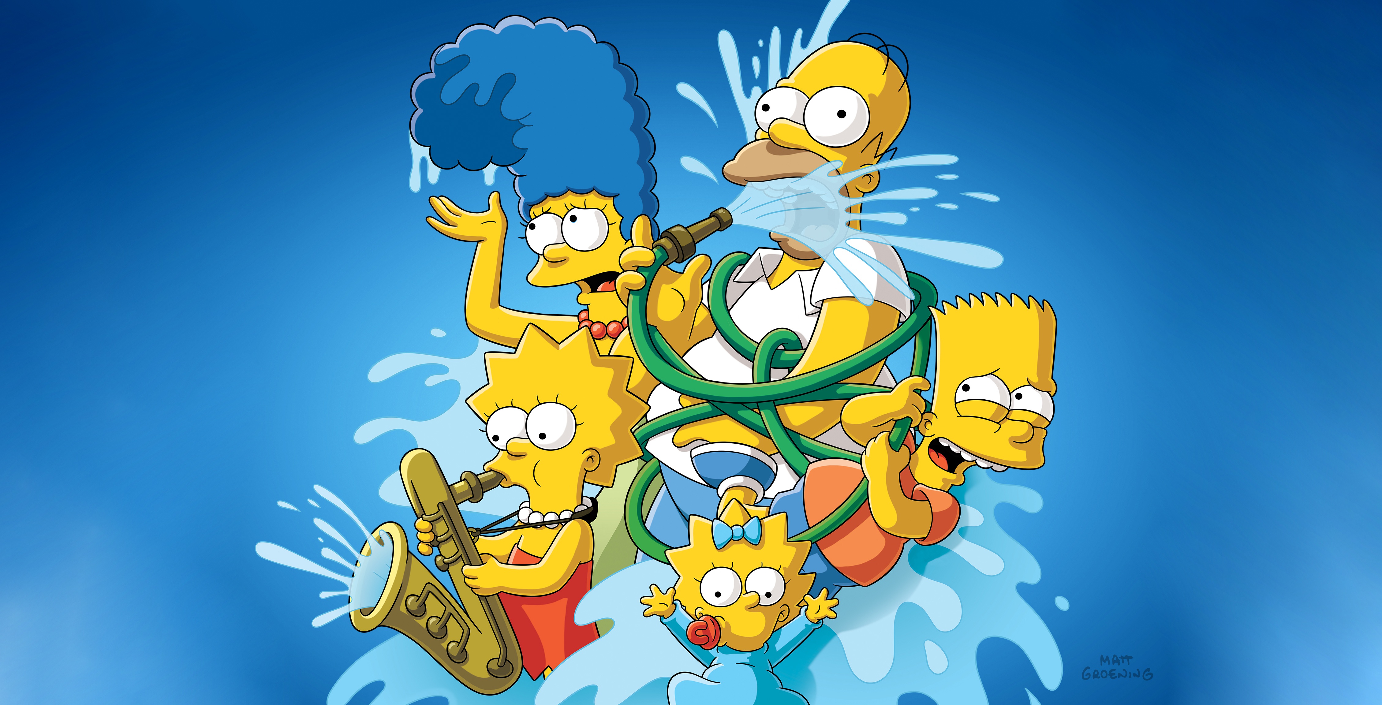 Bart Simpson Cartoon Homer Simpson Lisa Simpson Maggie Simpson Marge Simpson The Simpsons 4516x2304