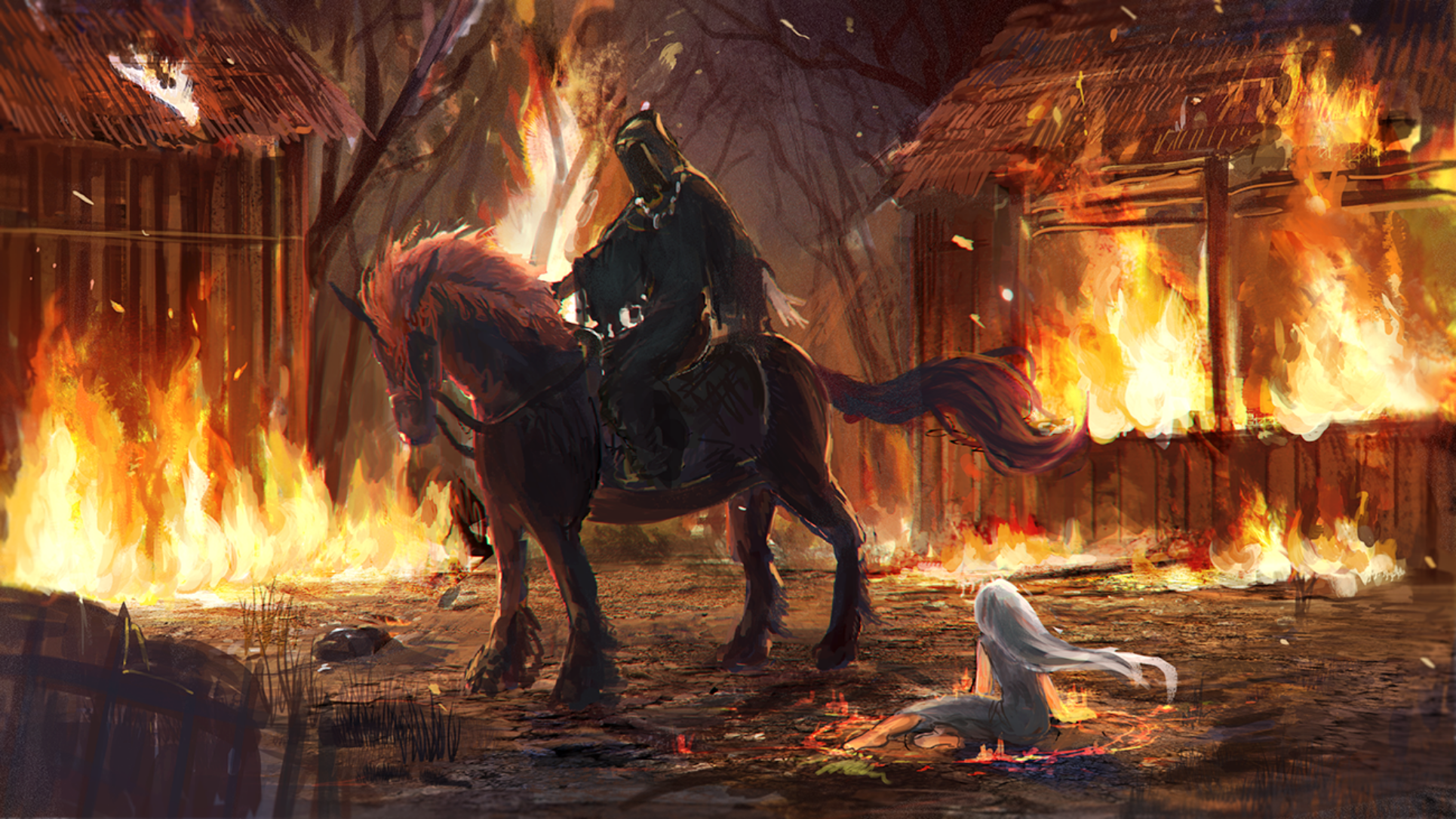 Fantasy Fire Girl Horse Monster 1930x1085