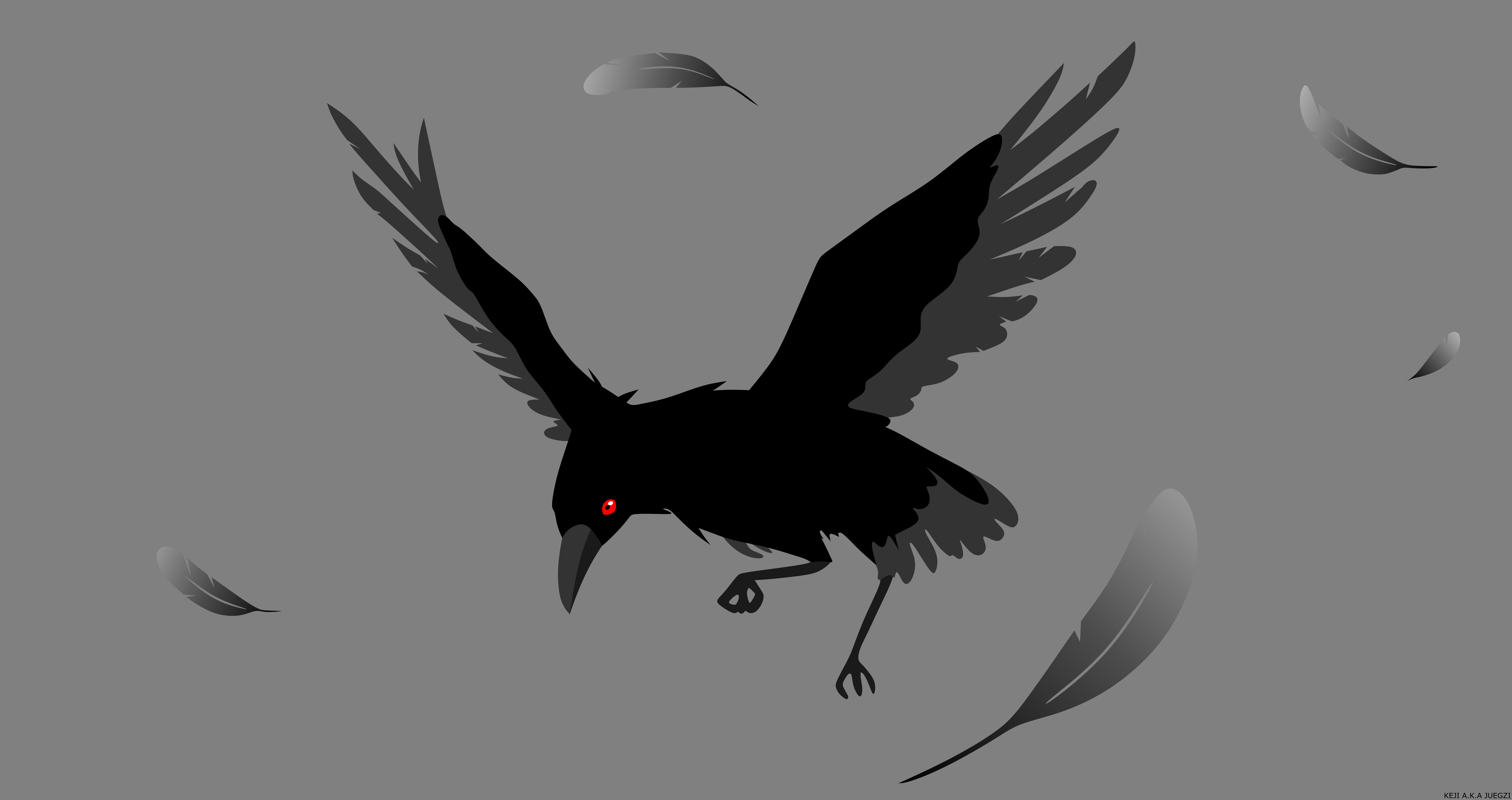 Artistic Crow Feather Minimalist Vector 8500x4500
