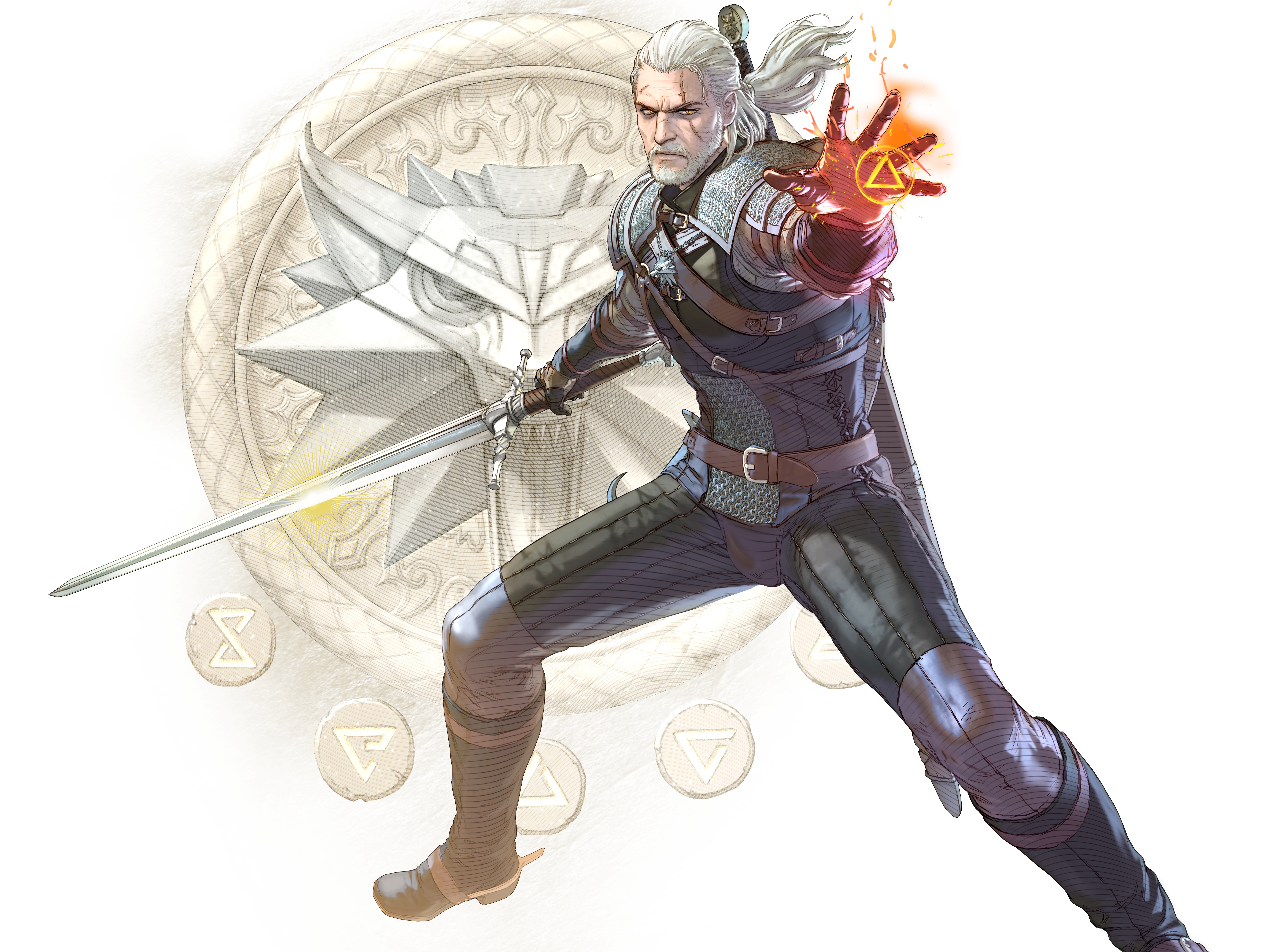Geralt Of Rivia Sword The Witcher 3 Wild Hunt Warrior 7379x5454