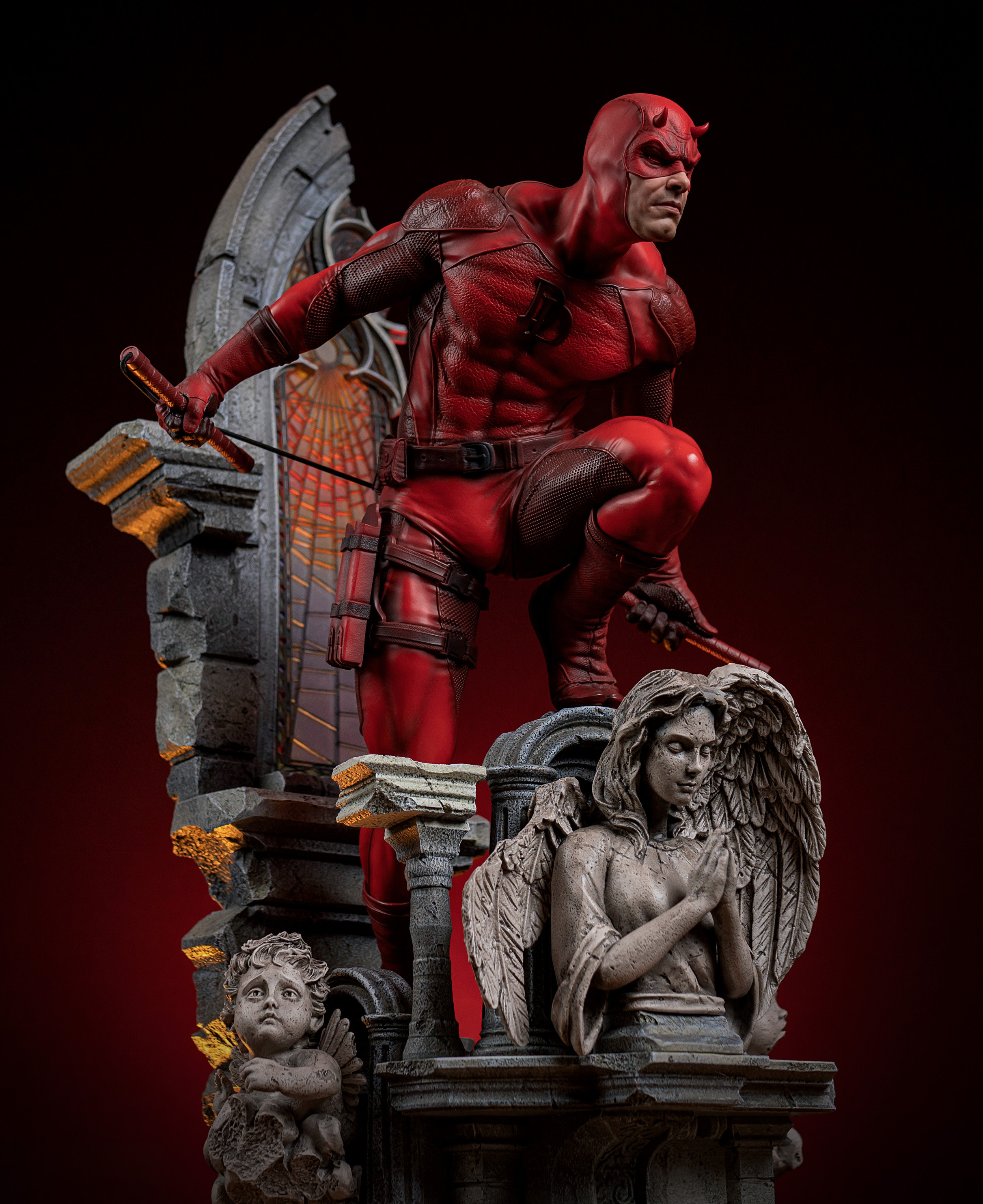 Artwork Daredevil ArtStation Red Background Superhero Thiago Rios Marvel Comics 2422x2968