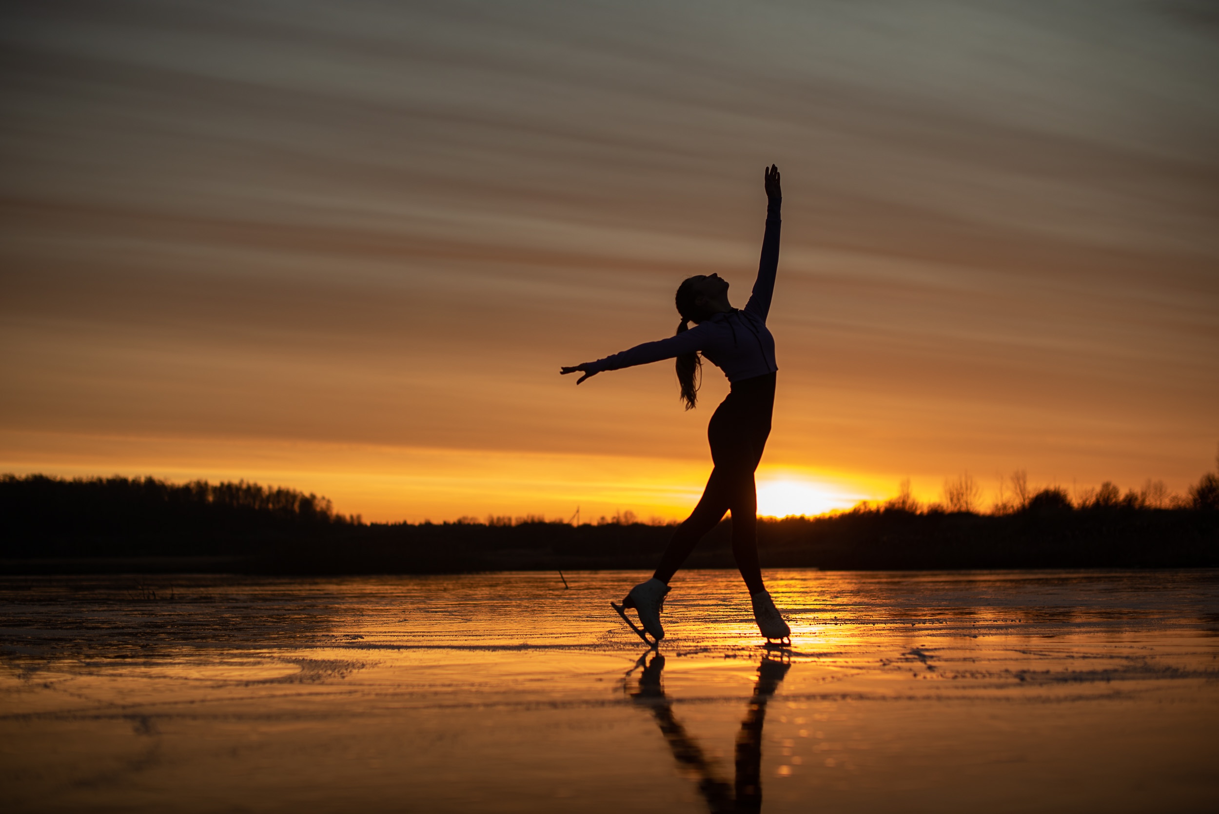 Sergey Kalabushkin Ice Skate Silhouette Women Women Outdoors 2500x1669